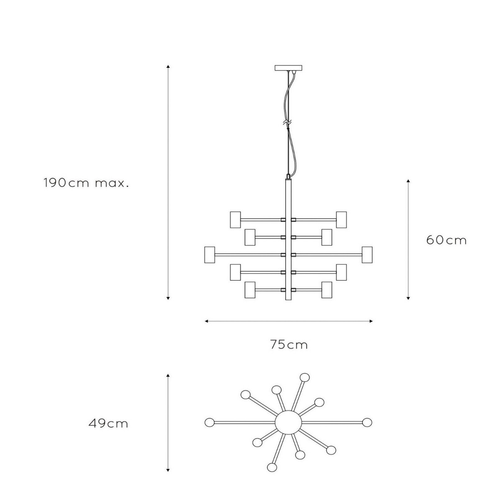 Lucide Lampă suspendată Leanne negru 10 becuri - Camera de zi / sufragerie - modern - Metal