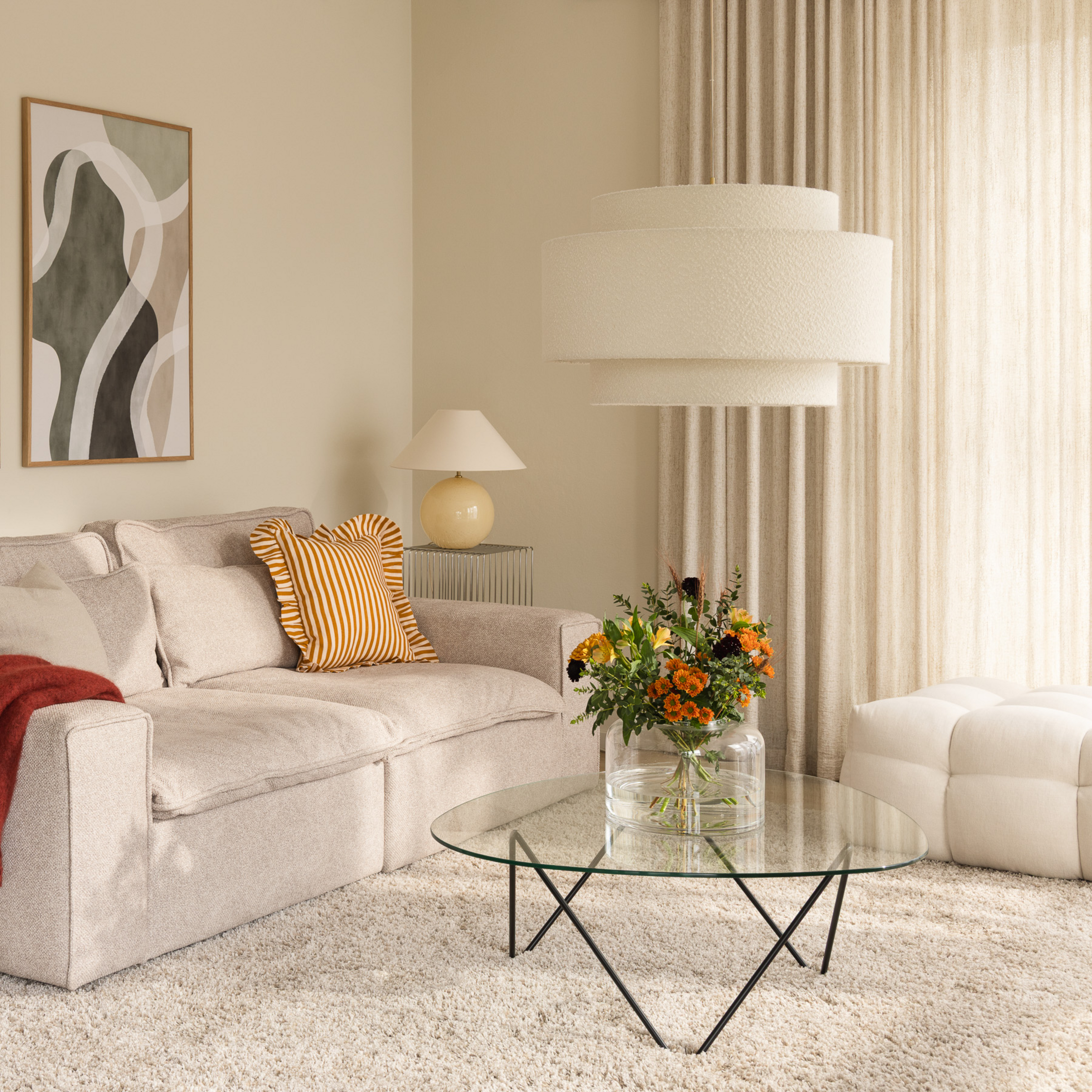 Noah Bouclé Hängeleuchte Ø 70 cm weiß Textil - Globen Lighting