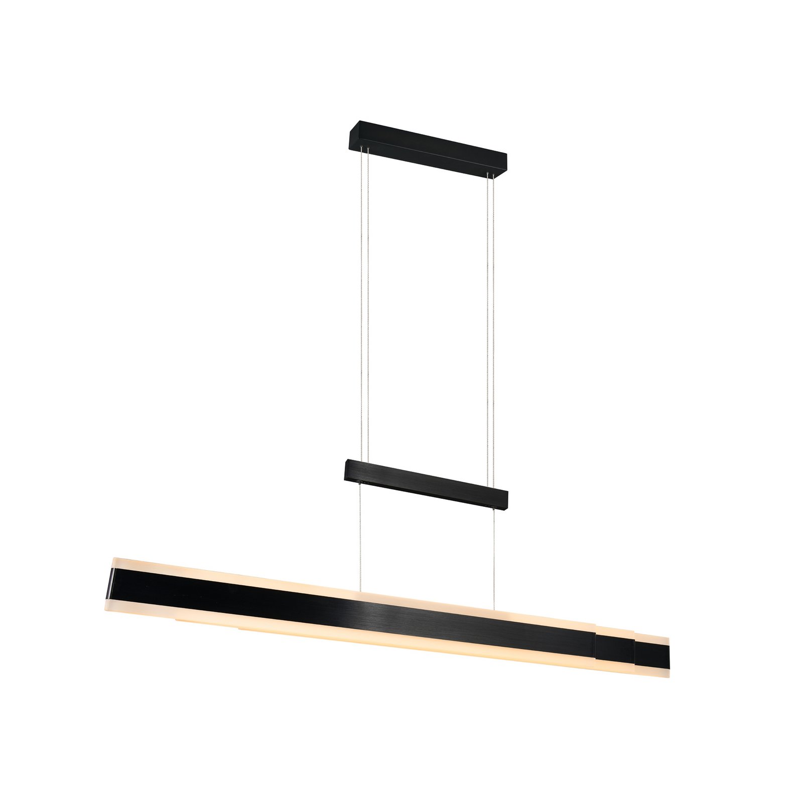 Candeeiro suspenso LED Arcola preto, comprimento 152 cm, regulador de Candeeiro suspenso LED Arcola preto, comprimento 152 cm, regulador de