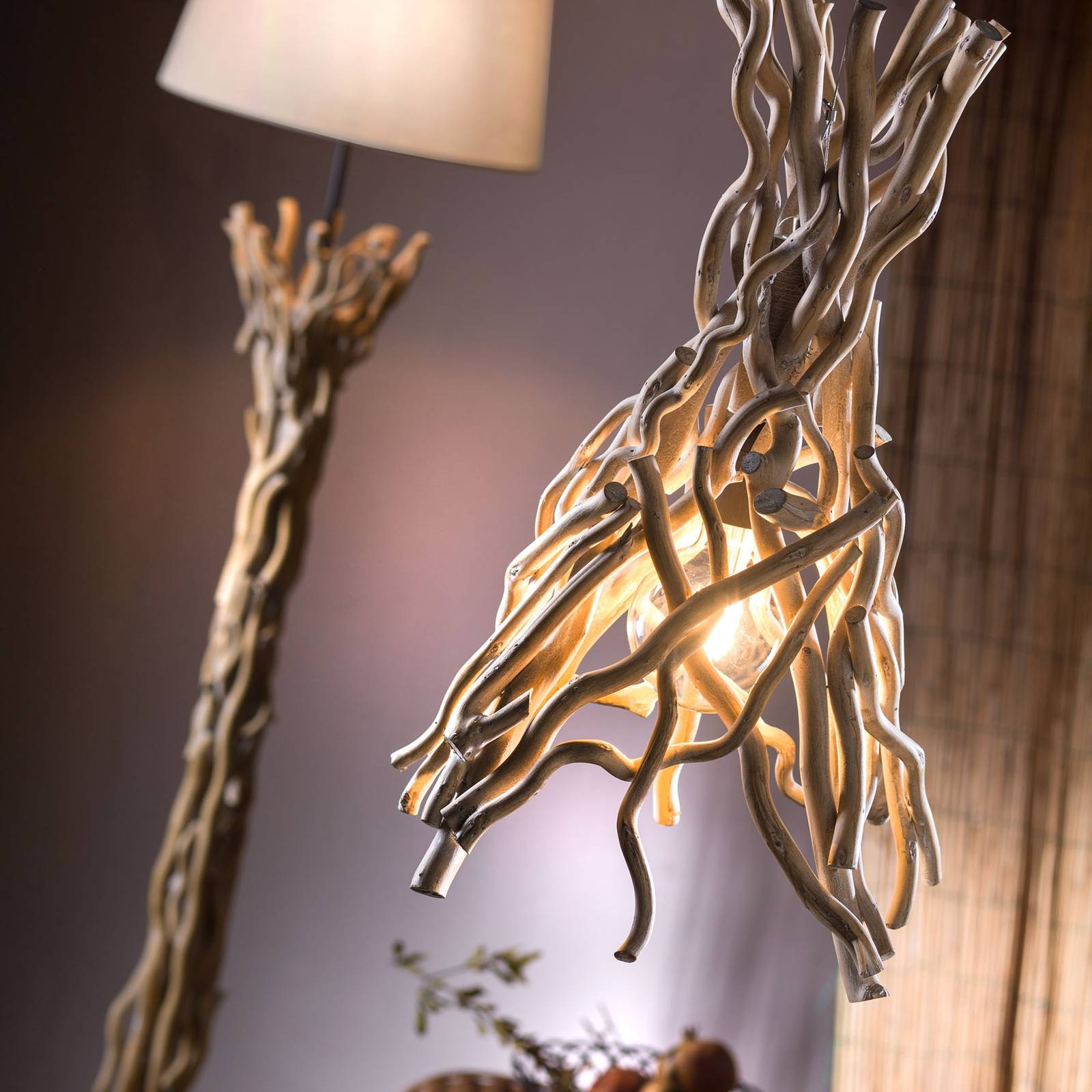 Lampa wisząca Agar z kloszem drewnianym