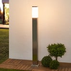 Lindby Lorian bollard light, 100 cm, stainless steel, IP44, E27