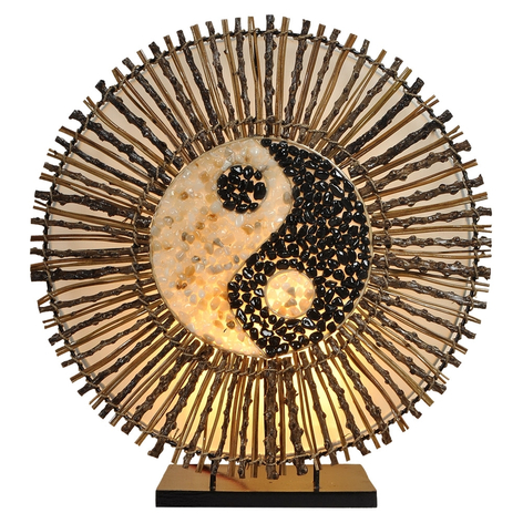 Bordslampa Ying Yang rund 40 cm brun
