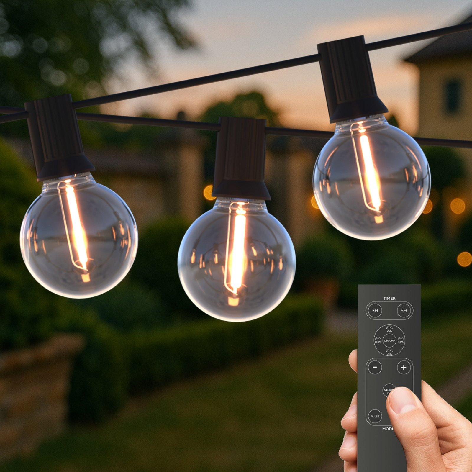Calex Solar-LED-Lichterkette Vista, Länge 20 Meter, IP44