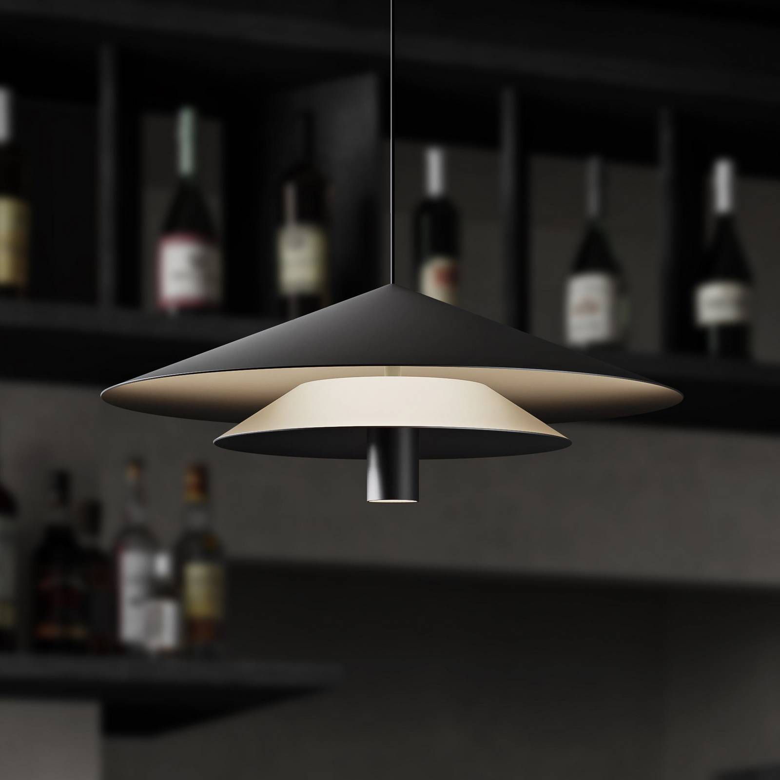 Karman Żyrandol LED ASSO, czarny, metal, Ø 42 cm