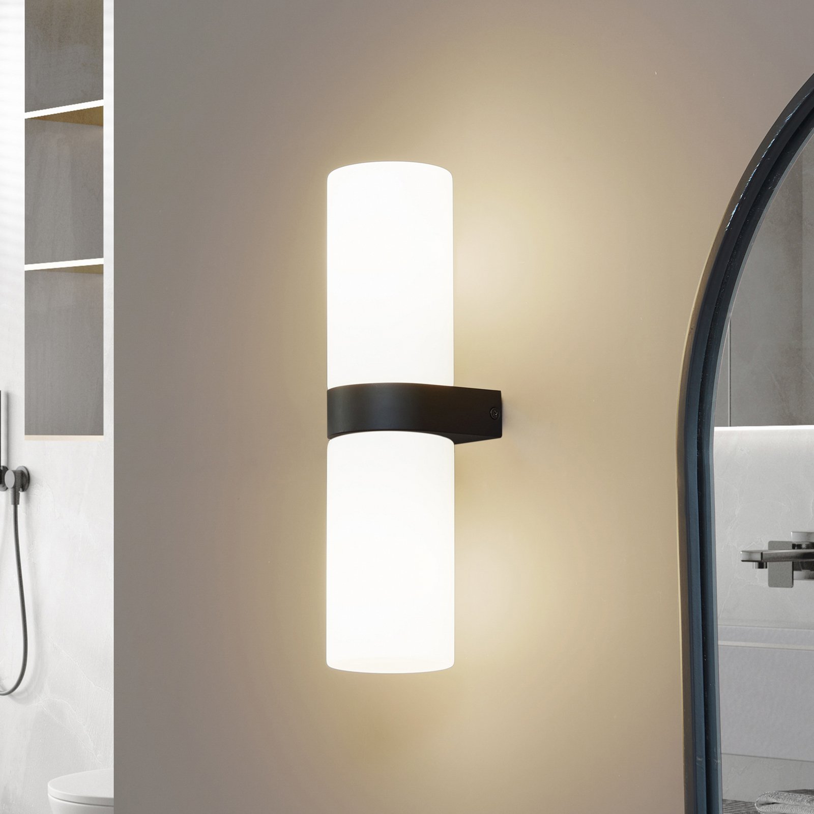 Basolo Wandlamp H31,5 IP44 Zwart - Lucande
