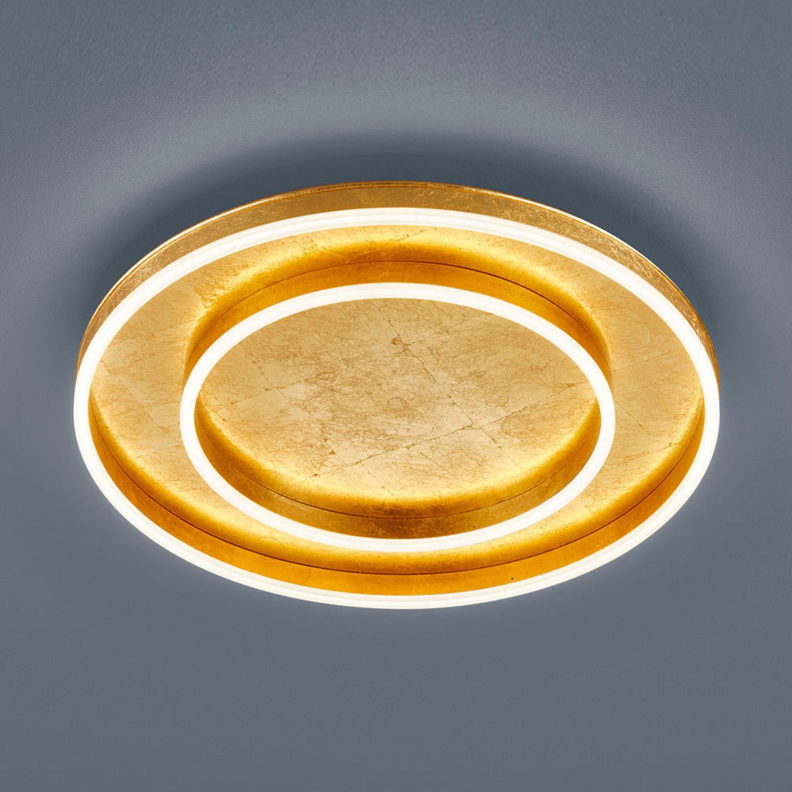 Helestra Sona LED-Deckenleuchte dimmbar Ø60cm gold