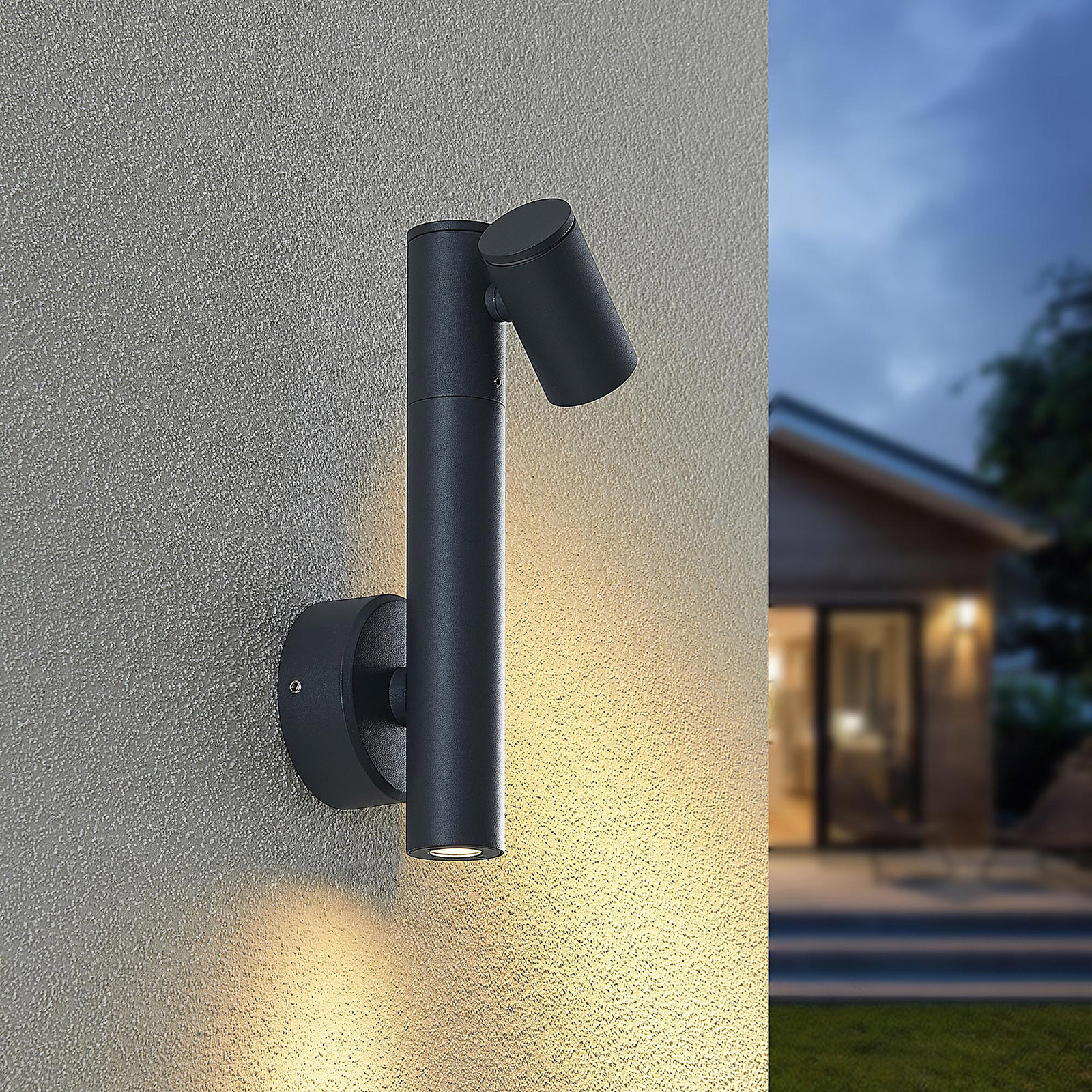 Lucande Saige LED outdoor wall light, two-bulb