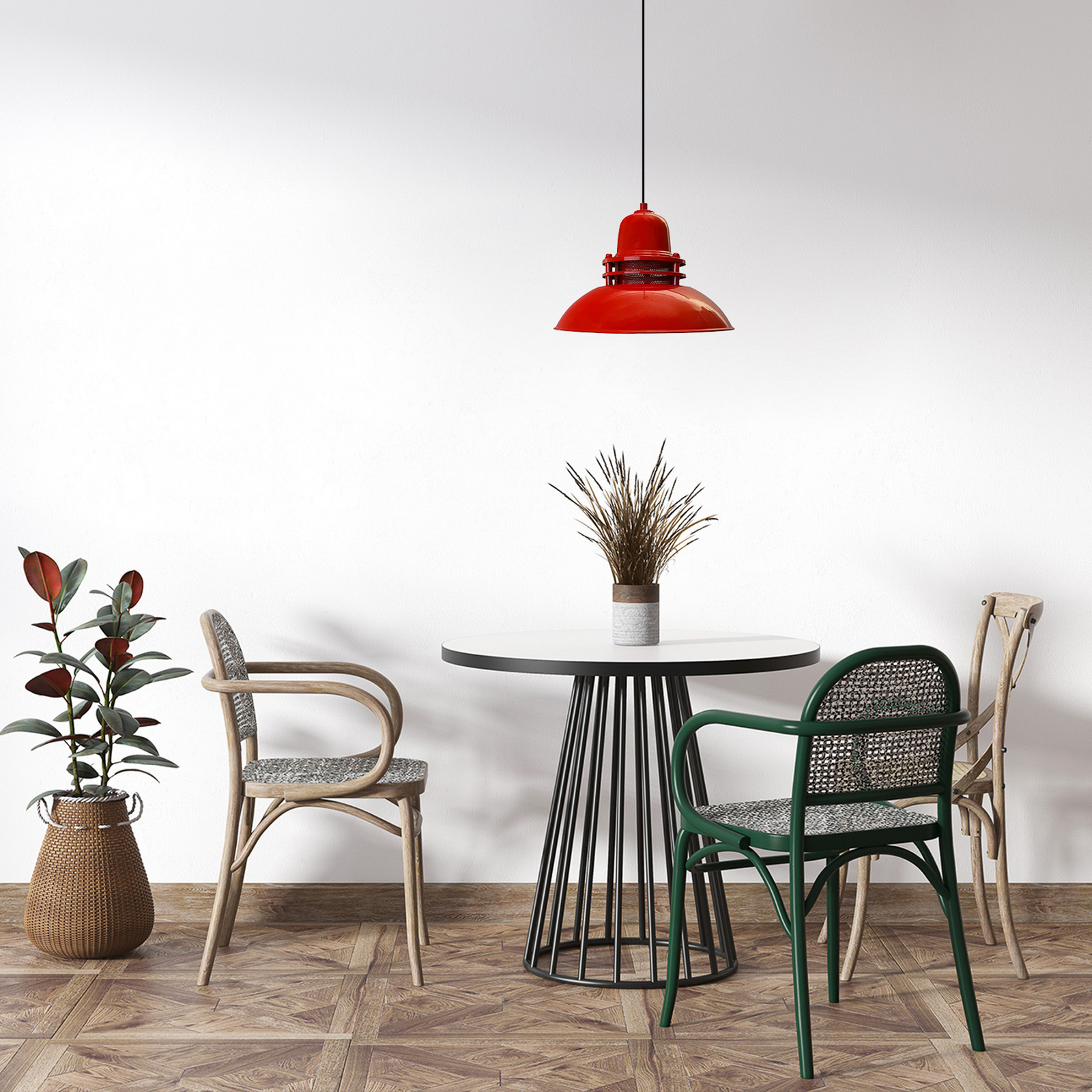 Suspension Lorenz, rouge, Ø 34 cm, métal, E27 Suspension Lorenz, rouge, Ø 34 cm, métal, E27