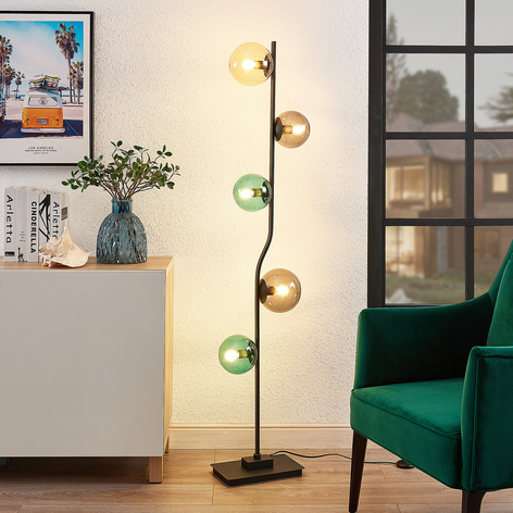 Lindby Avalyn vloerlamp, meerkleurig, zwart