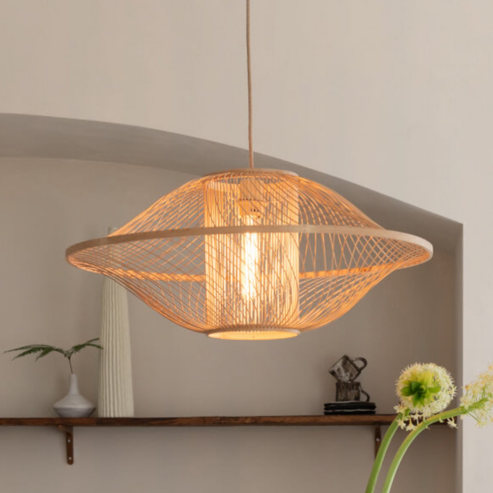 GOOD & MOJO Suspension Maui, naturel, Ø 70 cm, bambou, E27