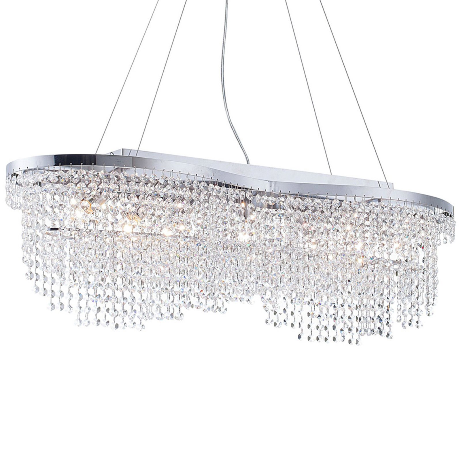 Maytoni Toils hanging lamp with crystals, chrome, for Living / Dining Room, metal, crystal, E14, 60 W, energy efficiency: A++, L: 93.3 cm, W: 24 cm