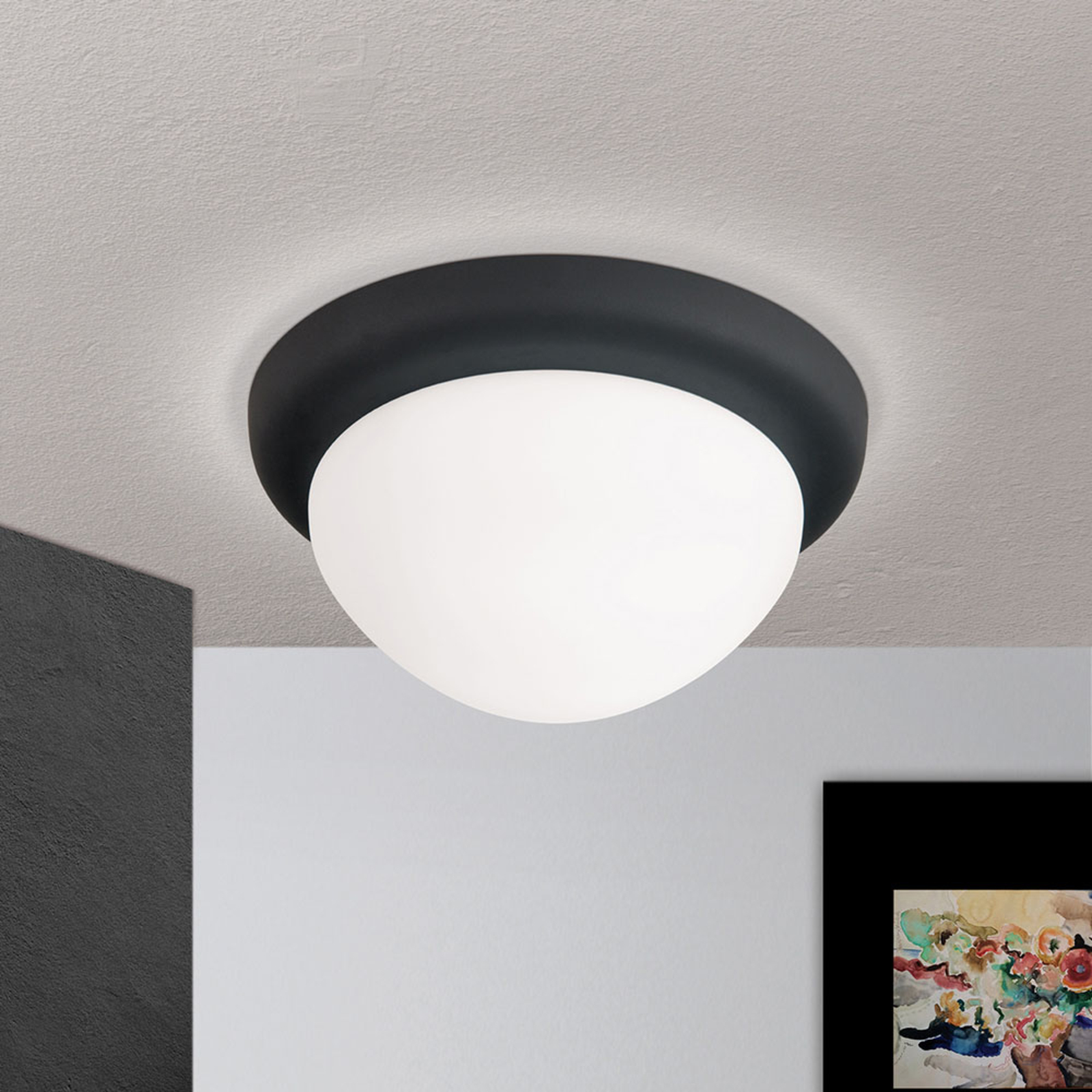 Plafondlamp Classico, zwart/wit, Ø 22 cm