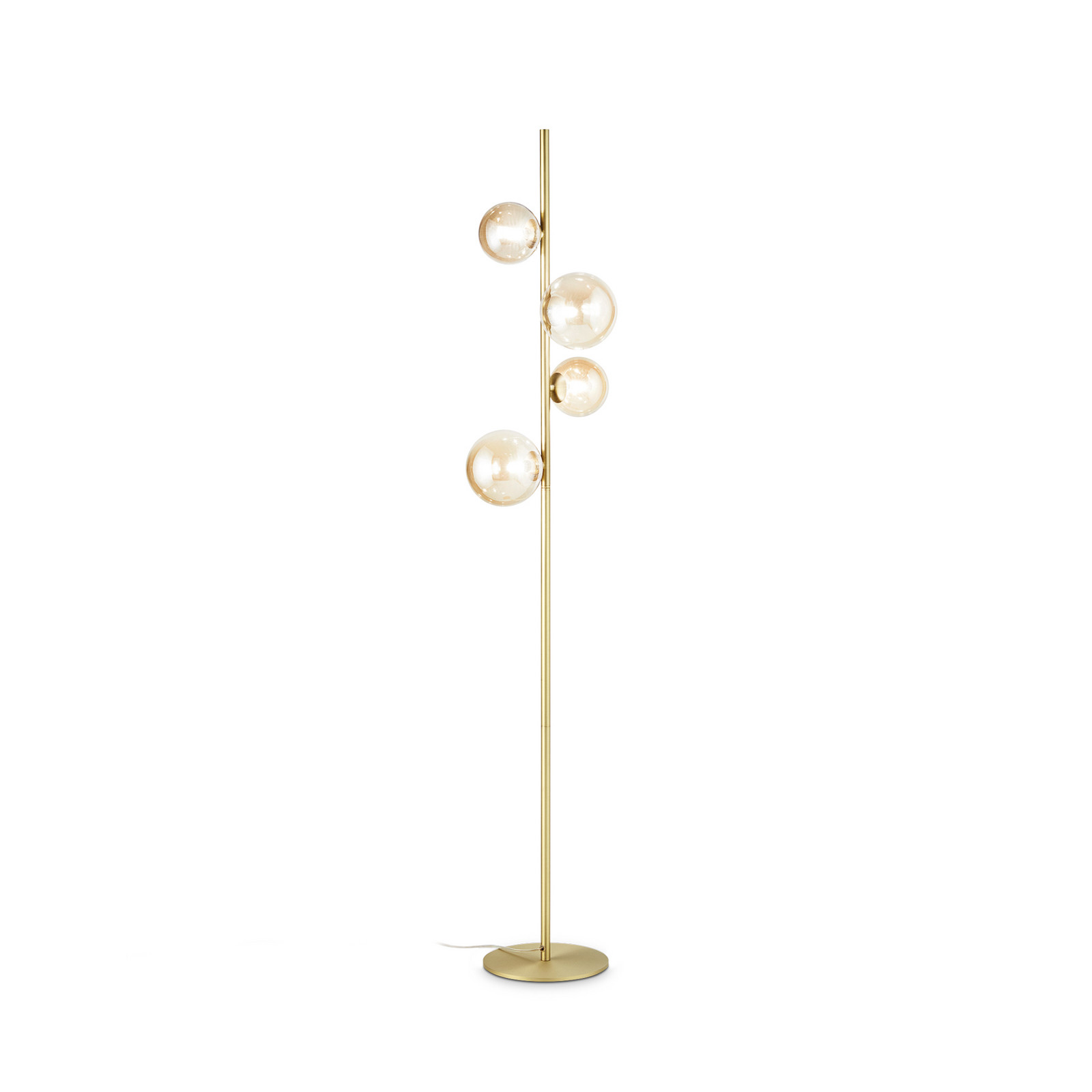 Lampadar IDEAL LUX Perlage alamă/chihlimbar înălțime 164 cm 4 becuri - Camera de zi / sufragerie - alamă chihlimbar - Metal