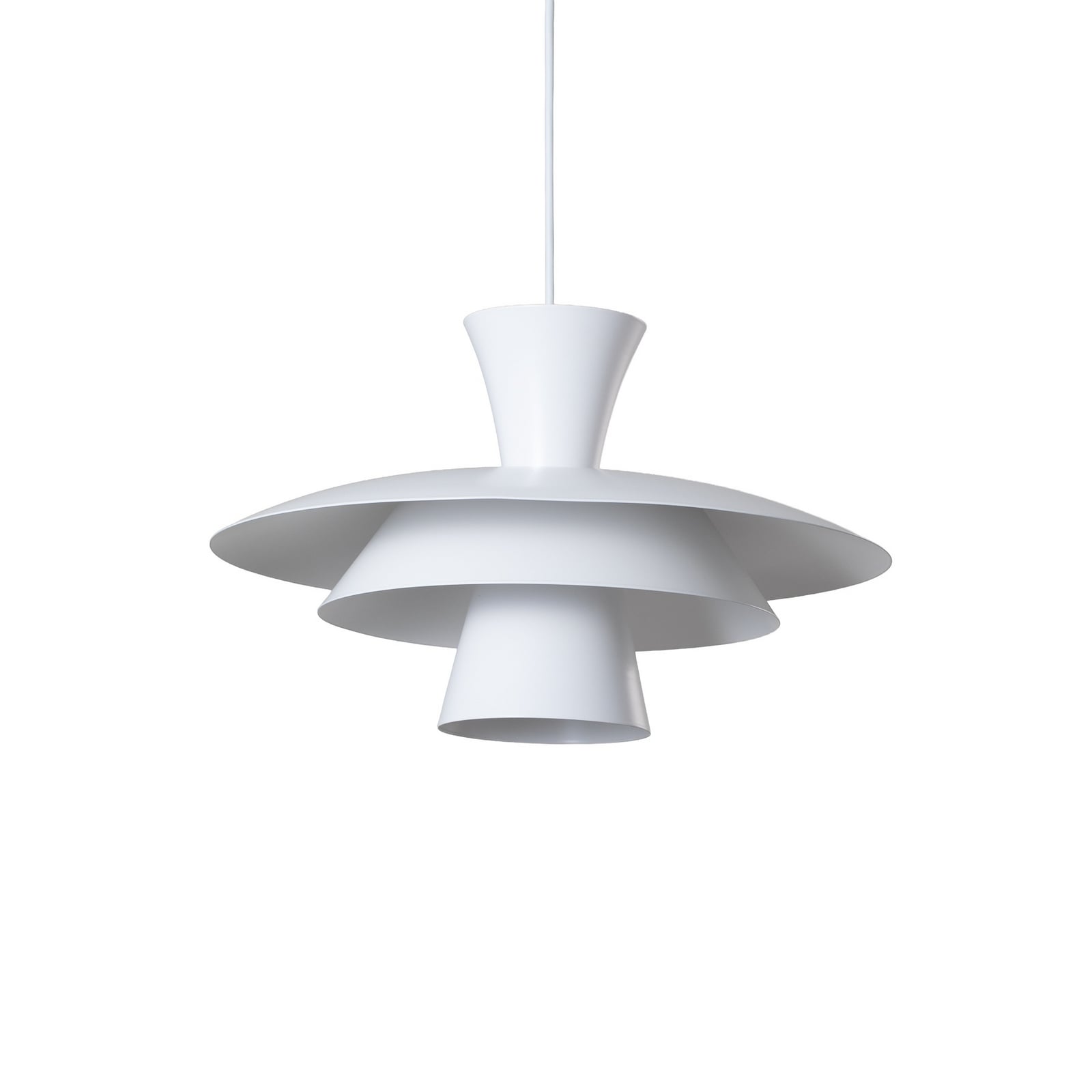 Závěsné světlo Plato, bílé, kov, Ø 38 cm, E27