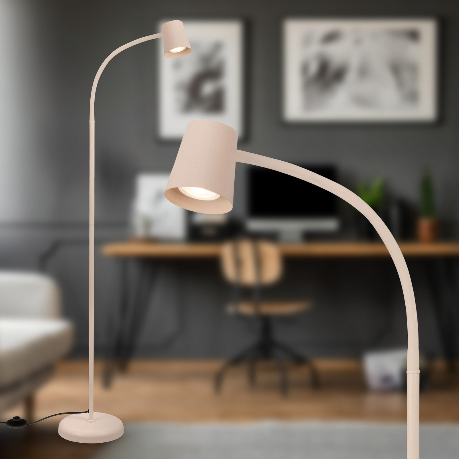 Stāvlampa Skriva, smilškrāsā, regulējama, metāla, GU10