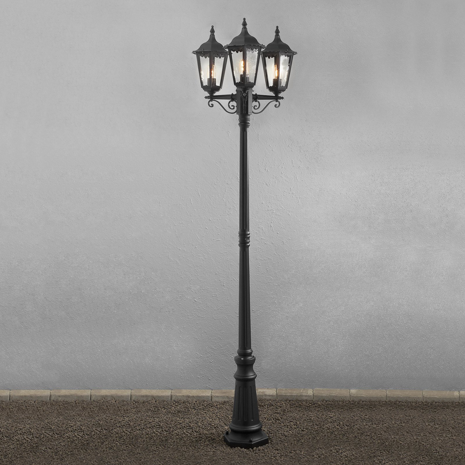 Lampe pour mât Firenze à 3 lampe, noire