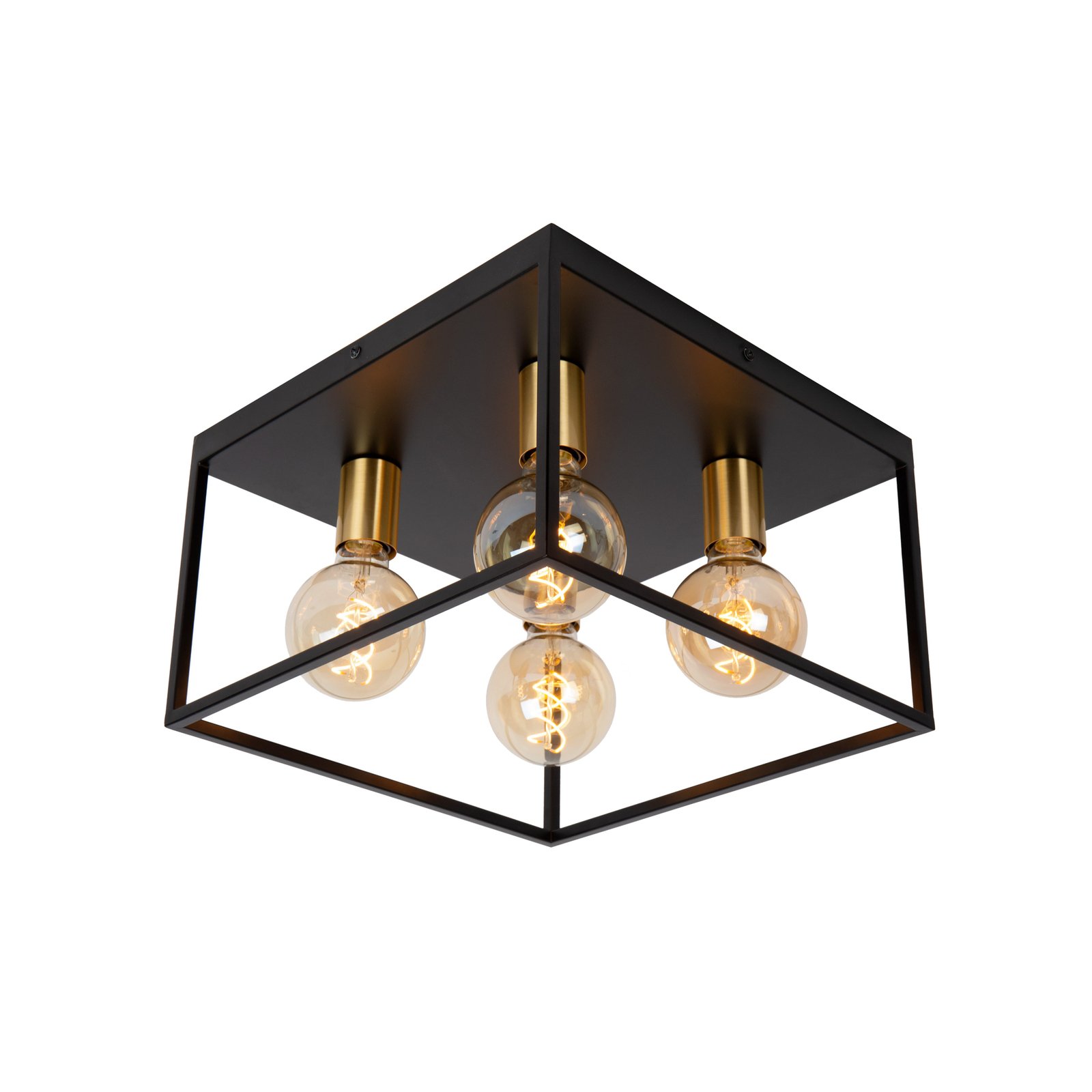 Ruben plafondlamp, zwart, 36 cm, 4-lamps, metaal, E27