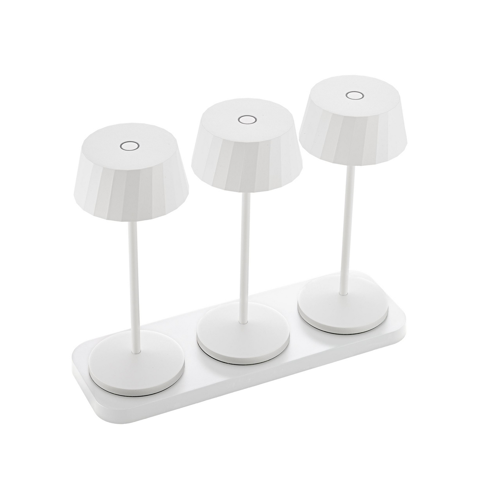 LED tölthető asztali világítás Facetta, 3 db-os szett, fehér, 22 cm, IP44