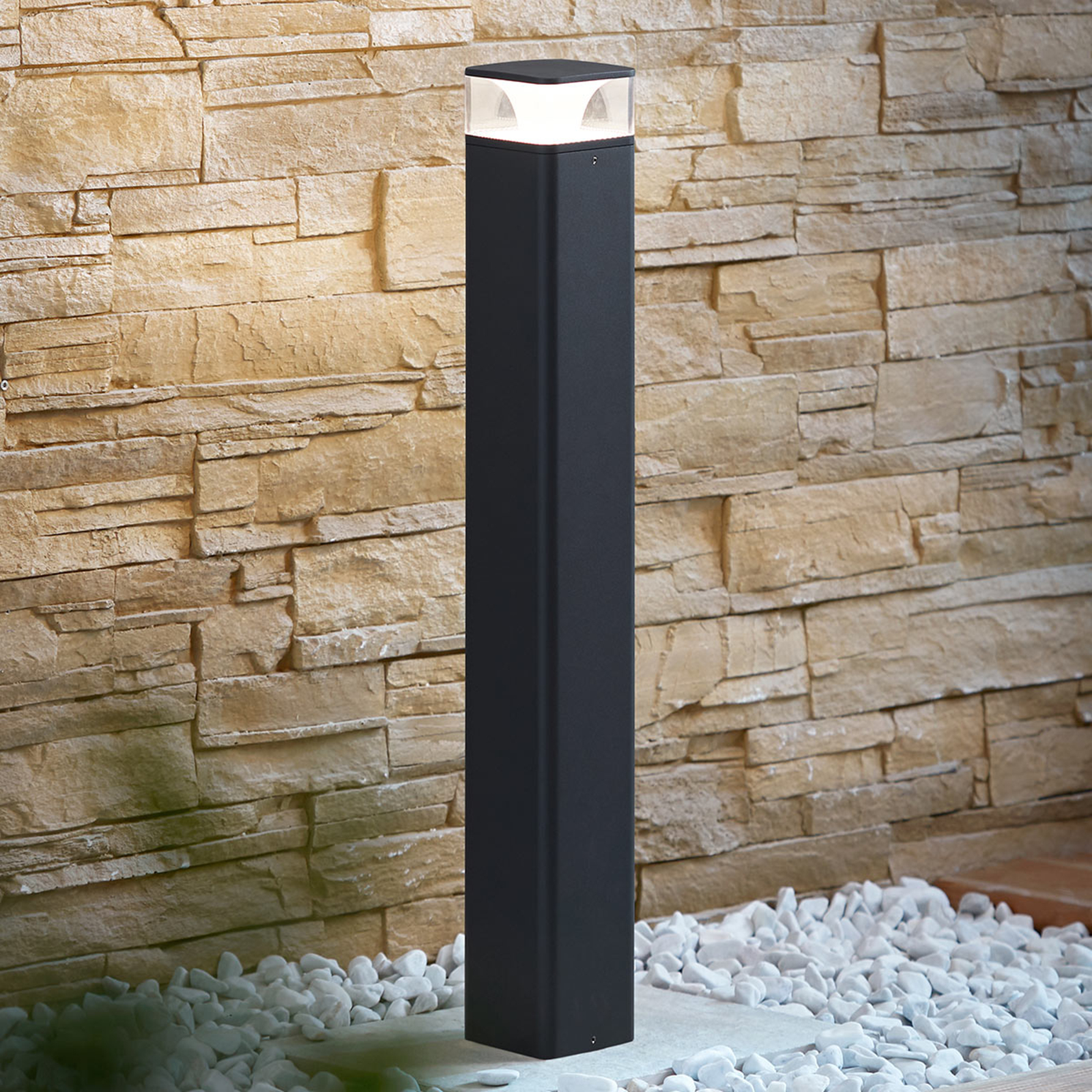 LED path light Lidia made of aluminium, Lampenwelt.com, aluminium, polycarbonate, 6 W, energy efficiency: A+, L: 10.1 cm, W: 10.1 cm, H: 75 cm