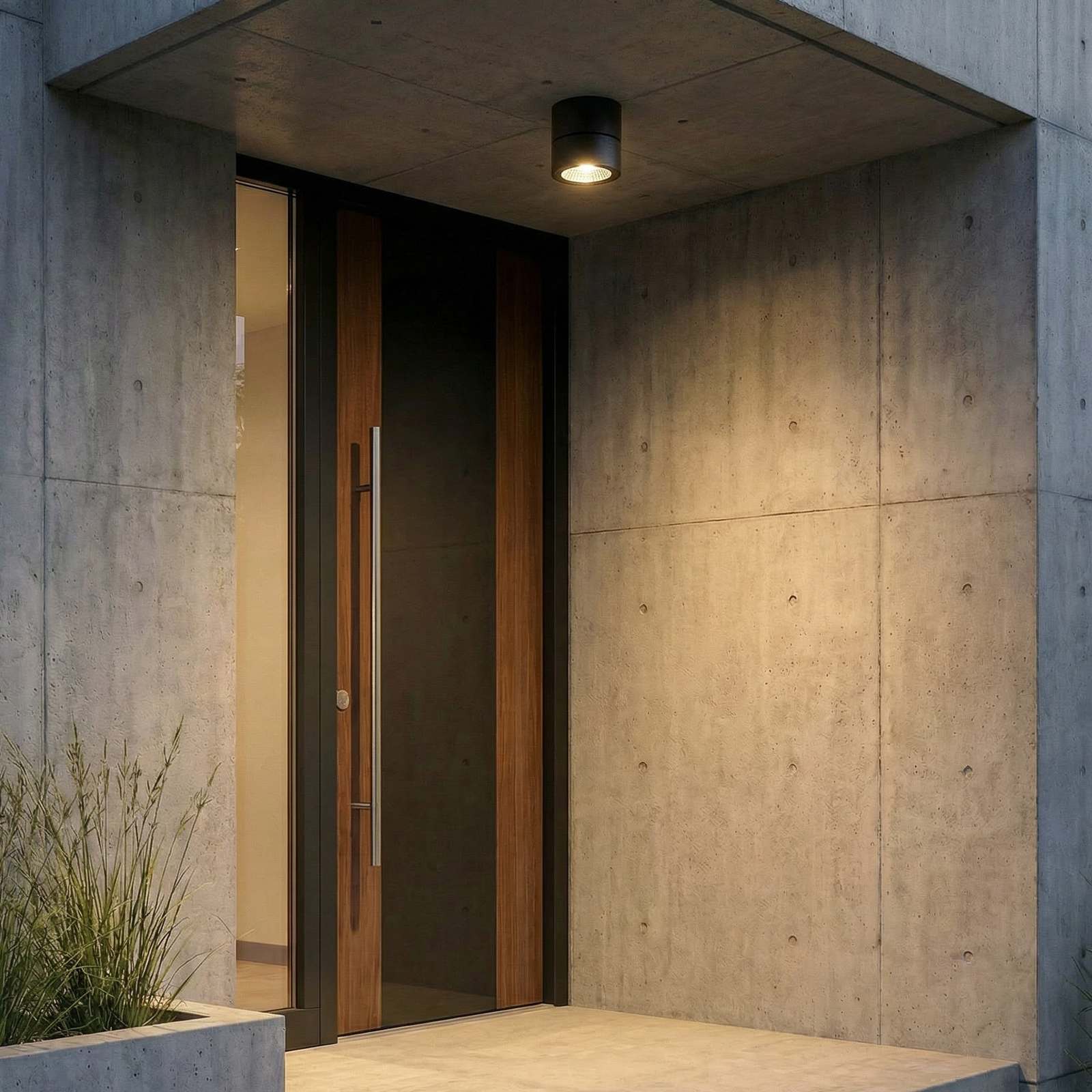 Lindby LED φωτιστικό οροφής Nolivar, μαύρο, Ø 9 cm, IP54