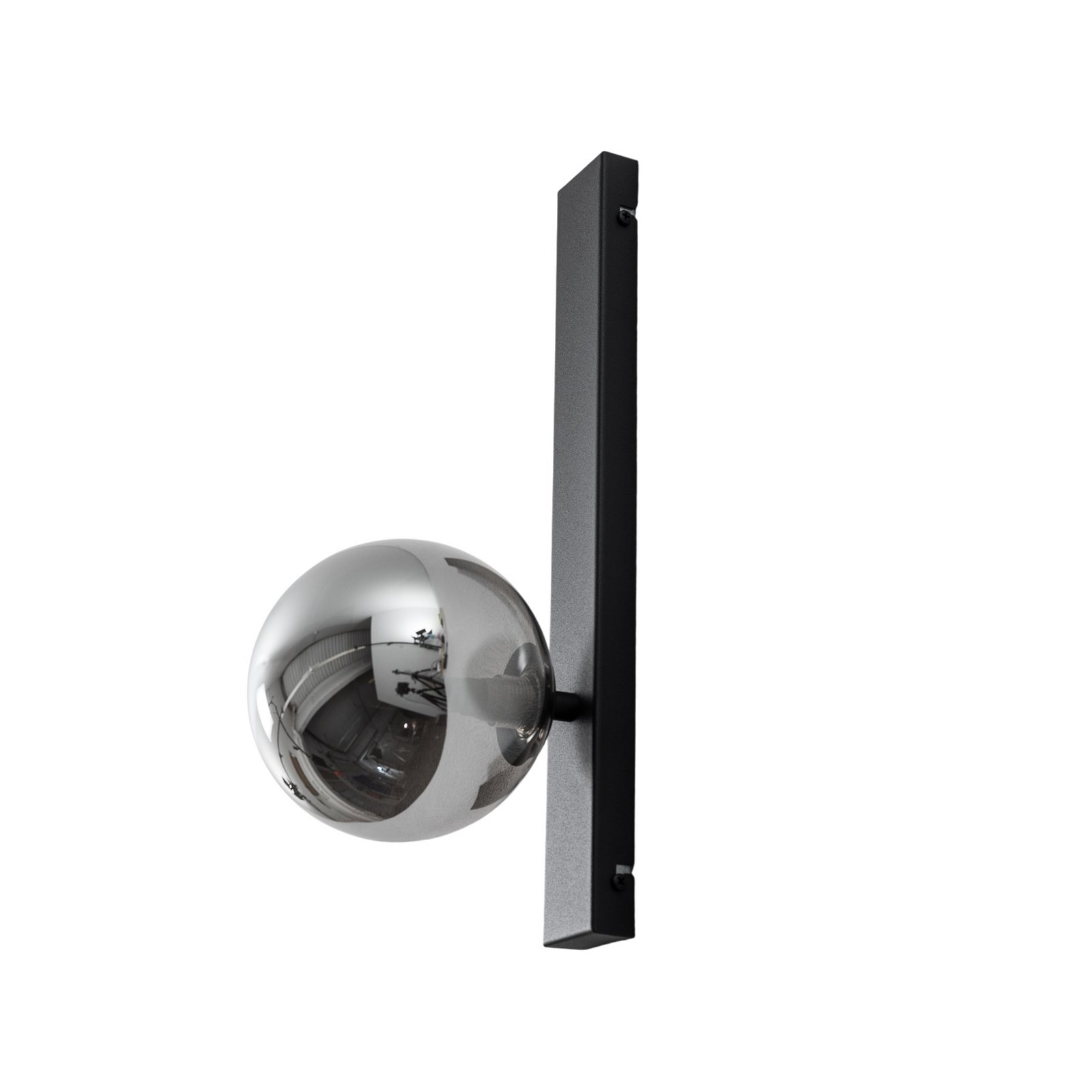 Aplique de pared Rumba, negro/gris humo, cristal/metal, altura 40 cm