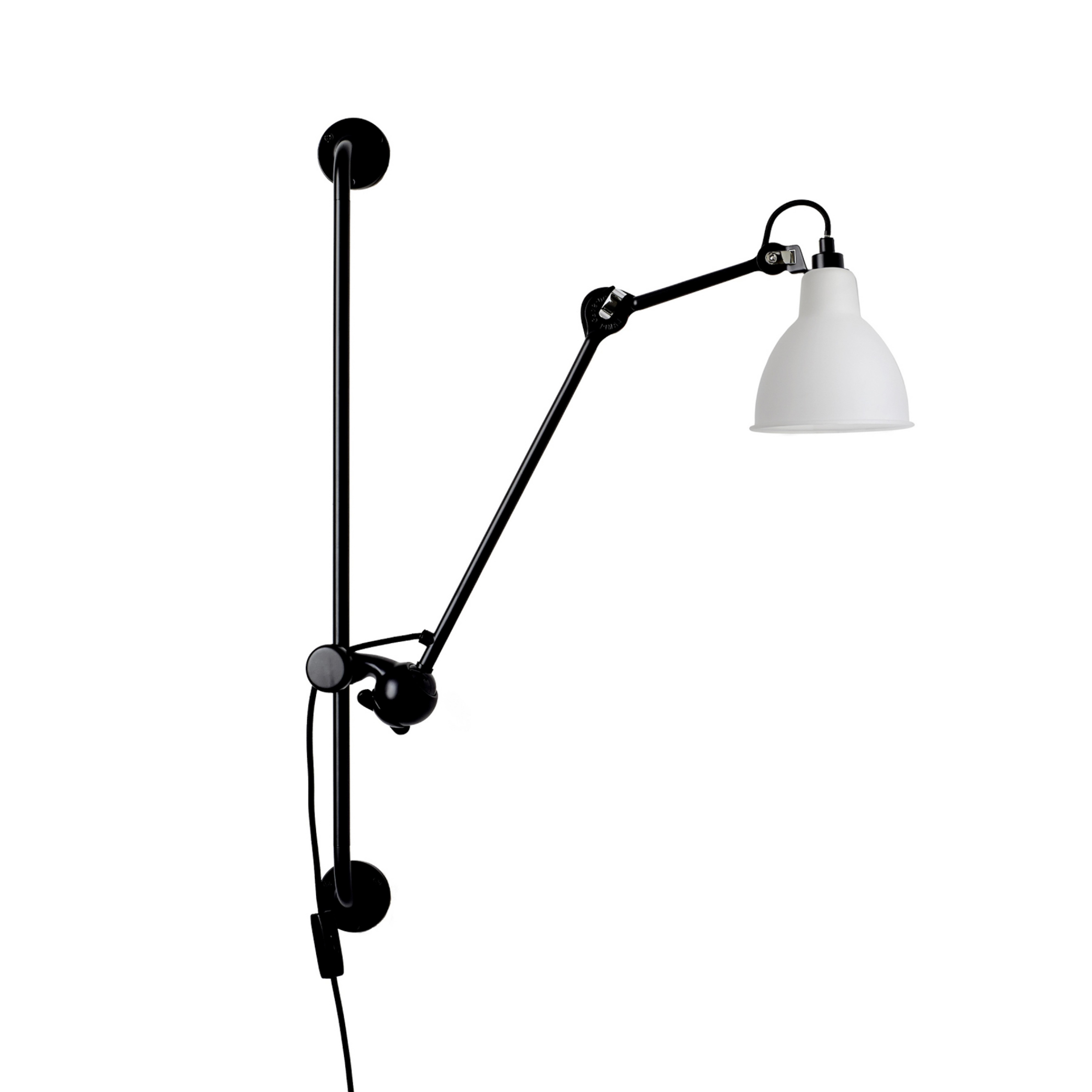 Lampe Gras 210 vegglampe, svart/hvit satinert, PC – DCW