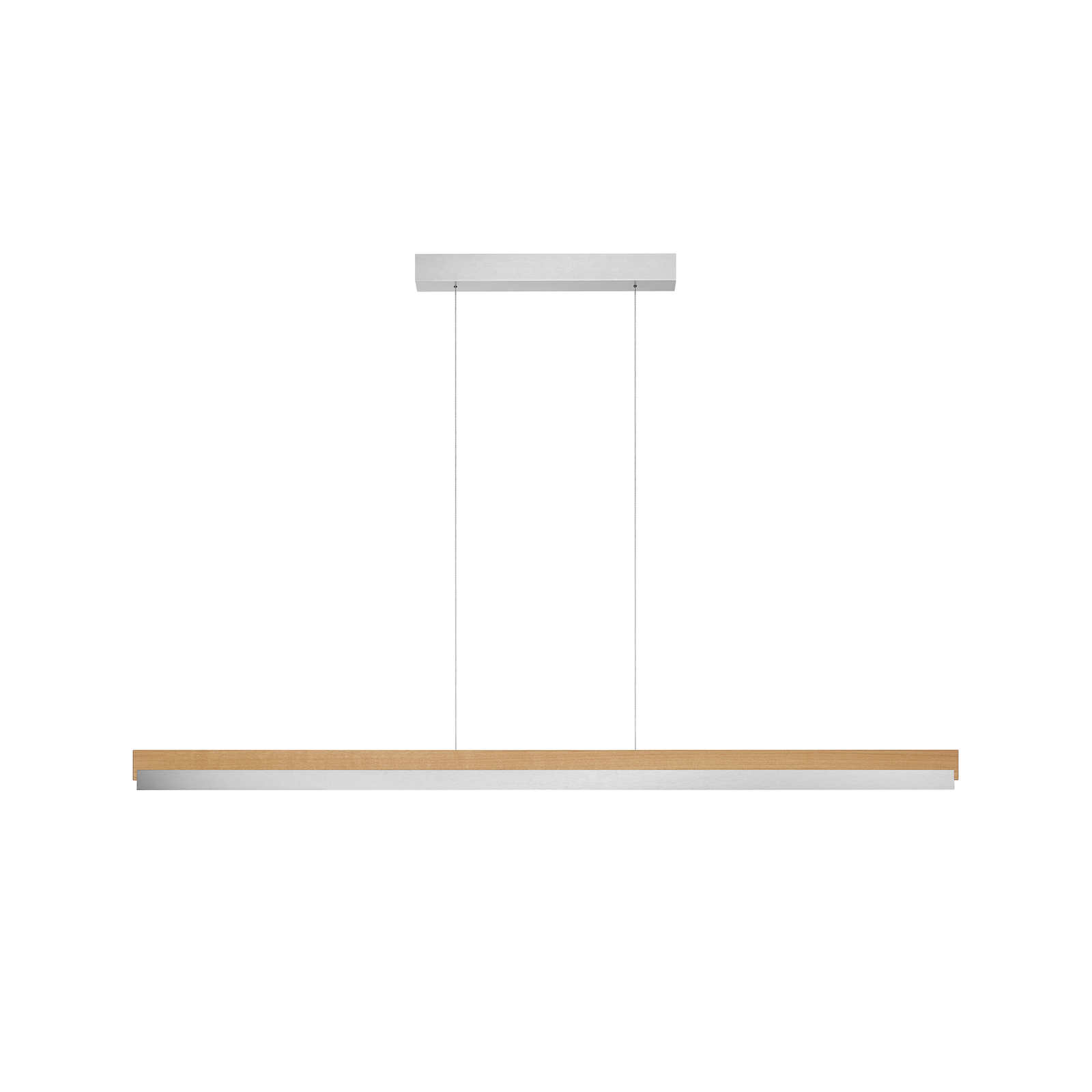 Quitani hanglamp Keijo, nikkel/eiken, 143 cm