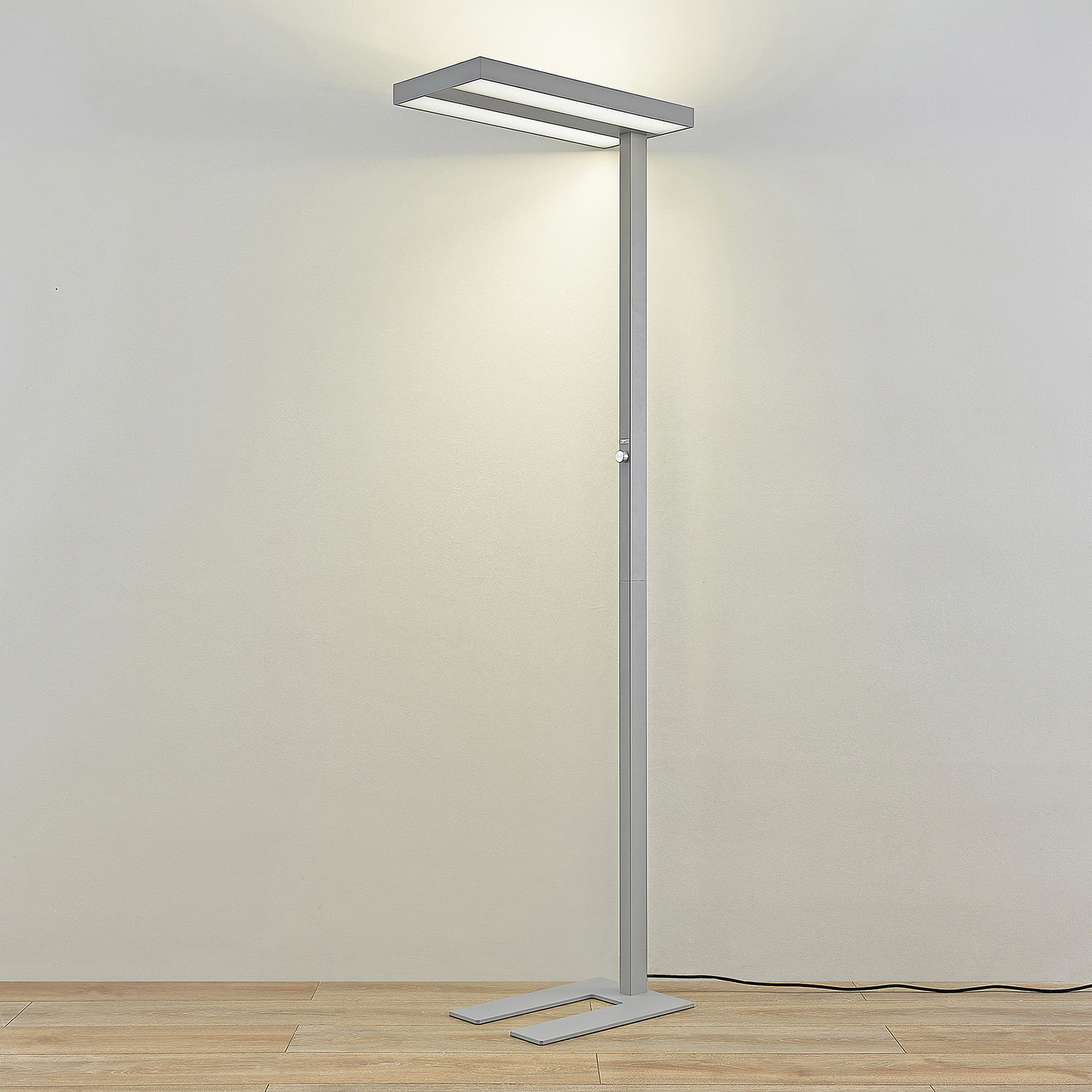 ELC Curina LED-gulvlampe til kontor m dæmper, sølv