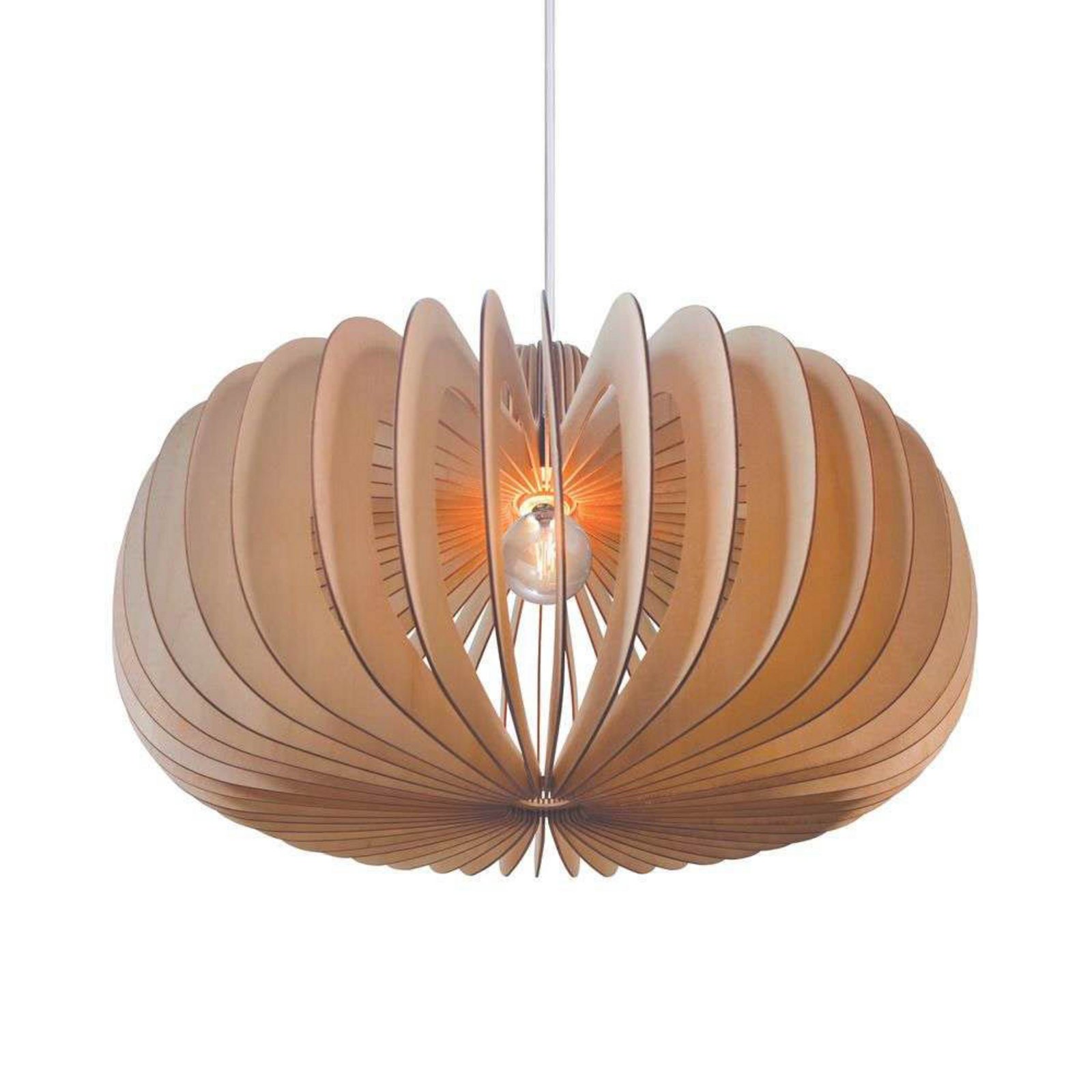 Pendelleuchte Hazo, Ø 65 cm, naturfarben, Holz