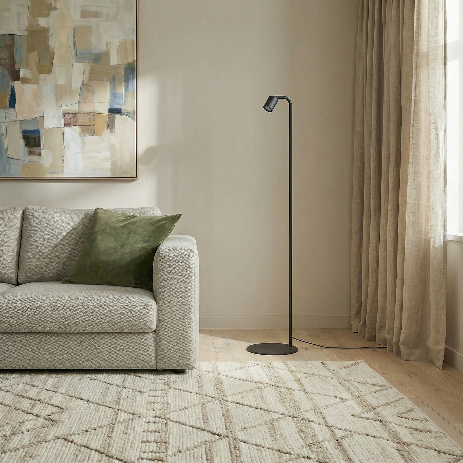 Põrandalamp Nex, must, metall, kõrgus 140 cm, GU10