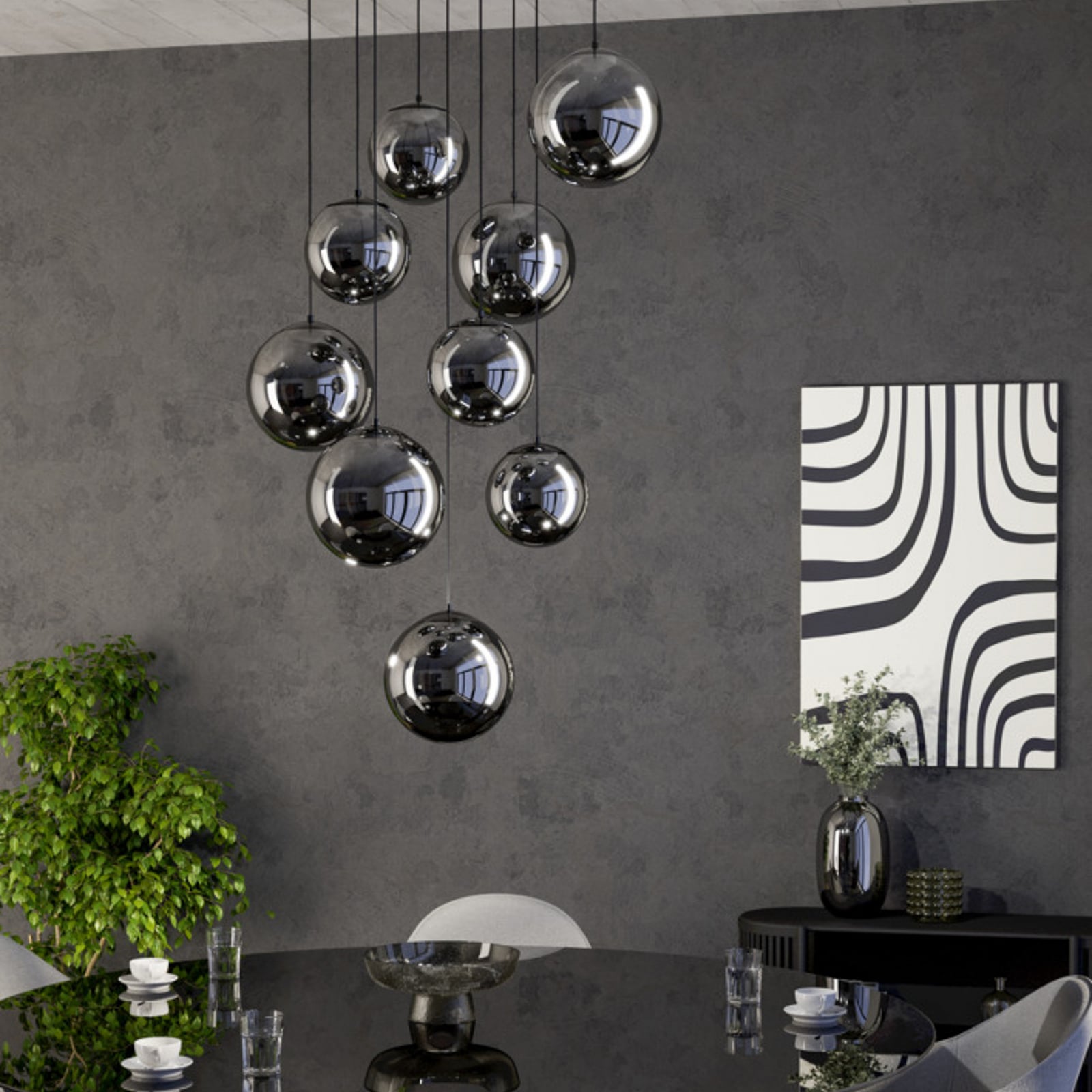 Stars of Light LED hanglamp ANORIAS zwart Ø 85 cm 9-lamps Stars of Light LED hanglamp ANORIAS zwart Ø 85 cm 9-lamps