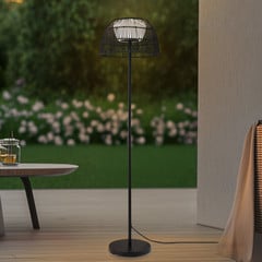 Lucande LED lámpara de pie exterior Heribio, negro, hierro, 153 cm