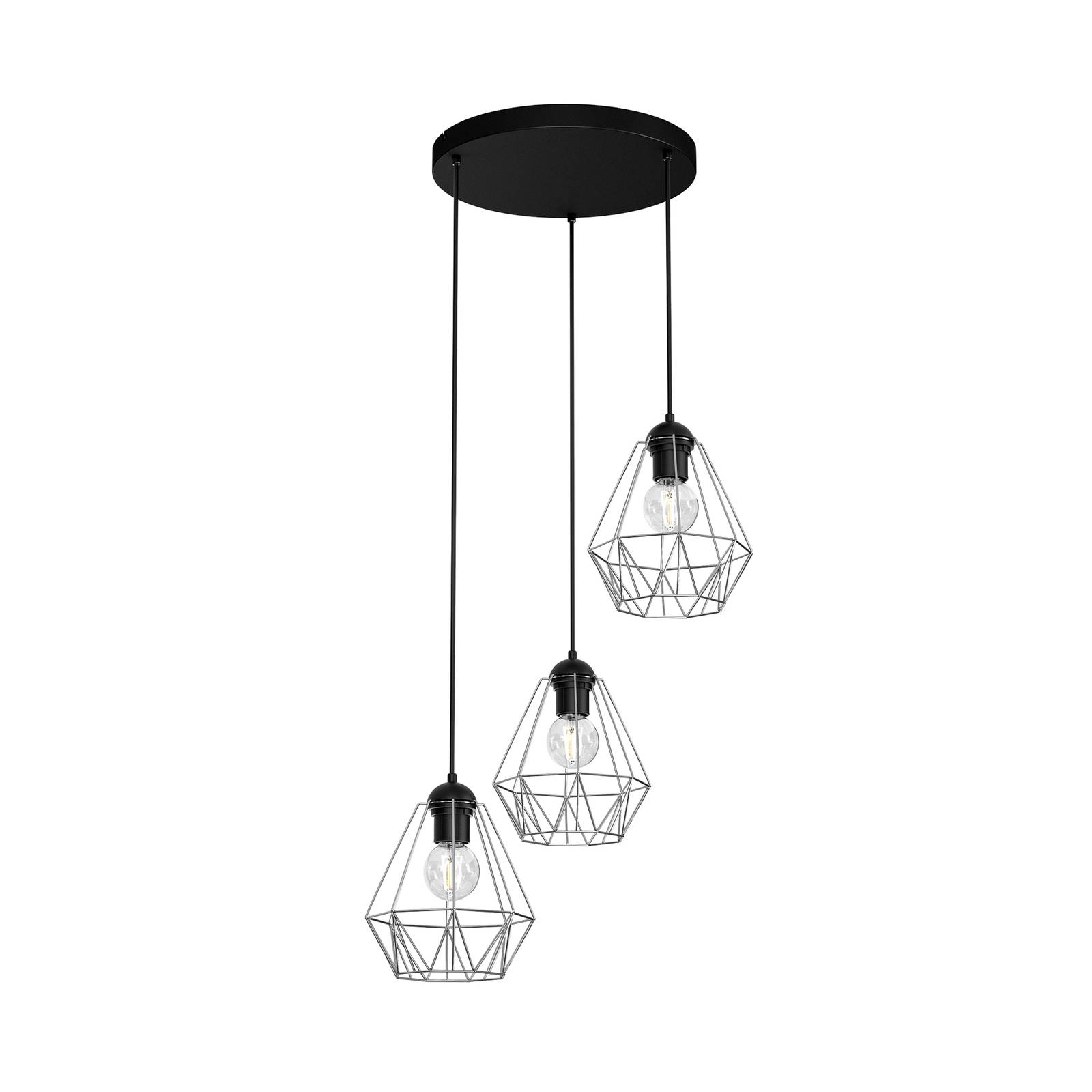 Suspension Jin noire/chromée 3 lampes ronde