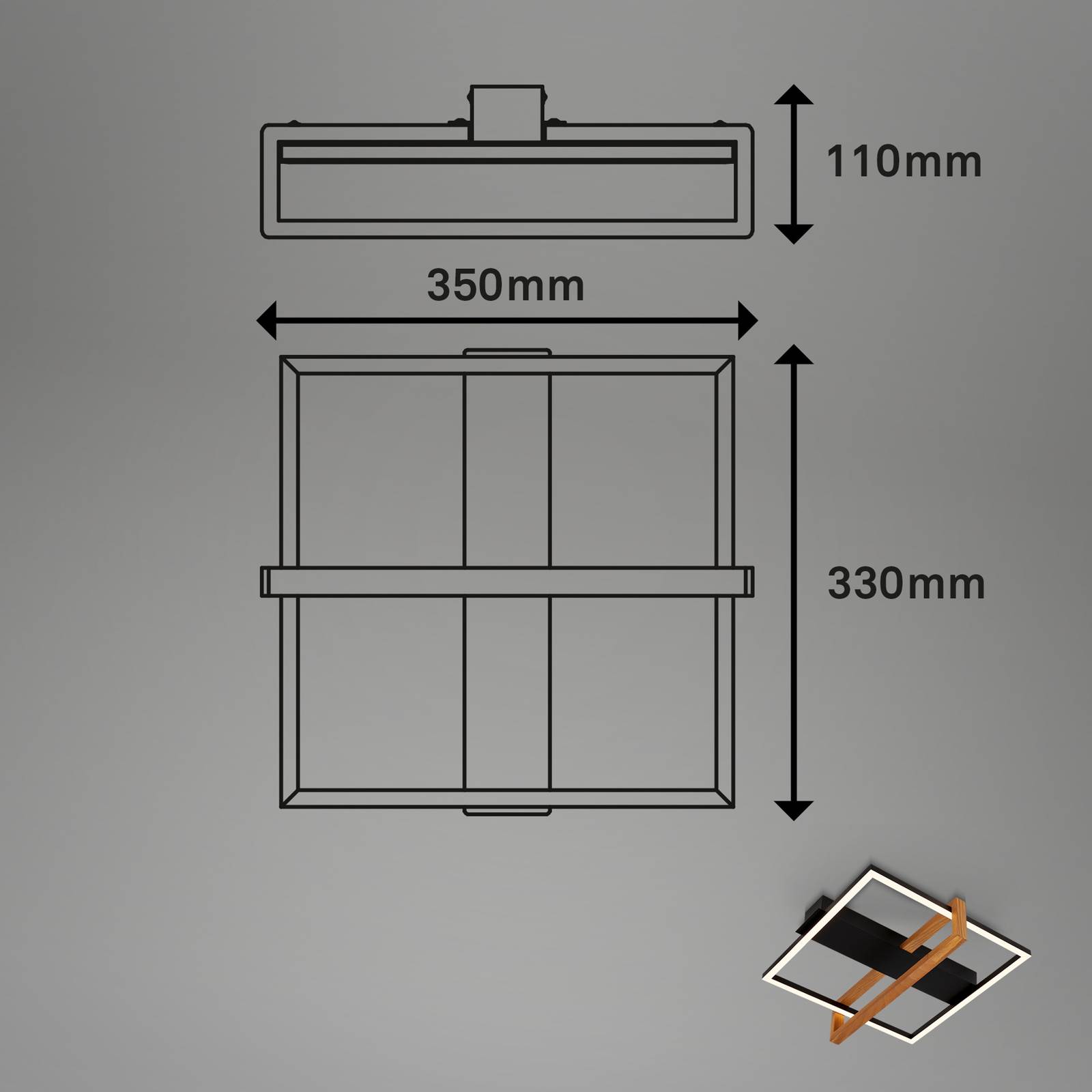 LED-Deckenleuchte 3775015 Quadrat 1fl. mit Holz günstig online kaufen