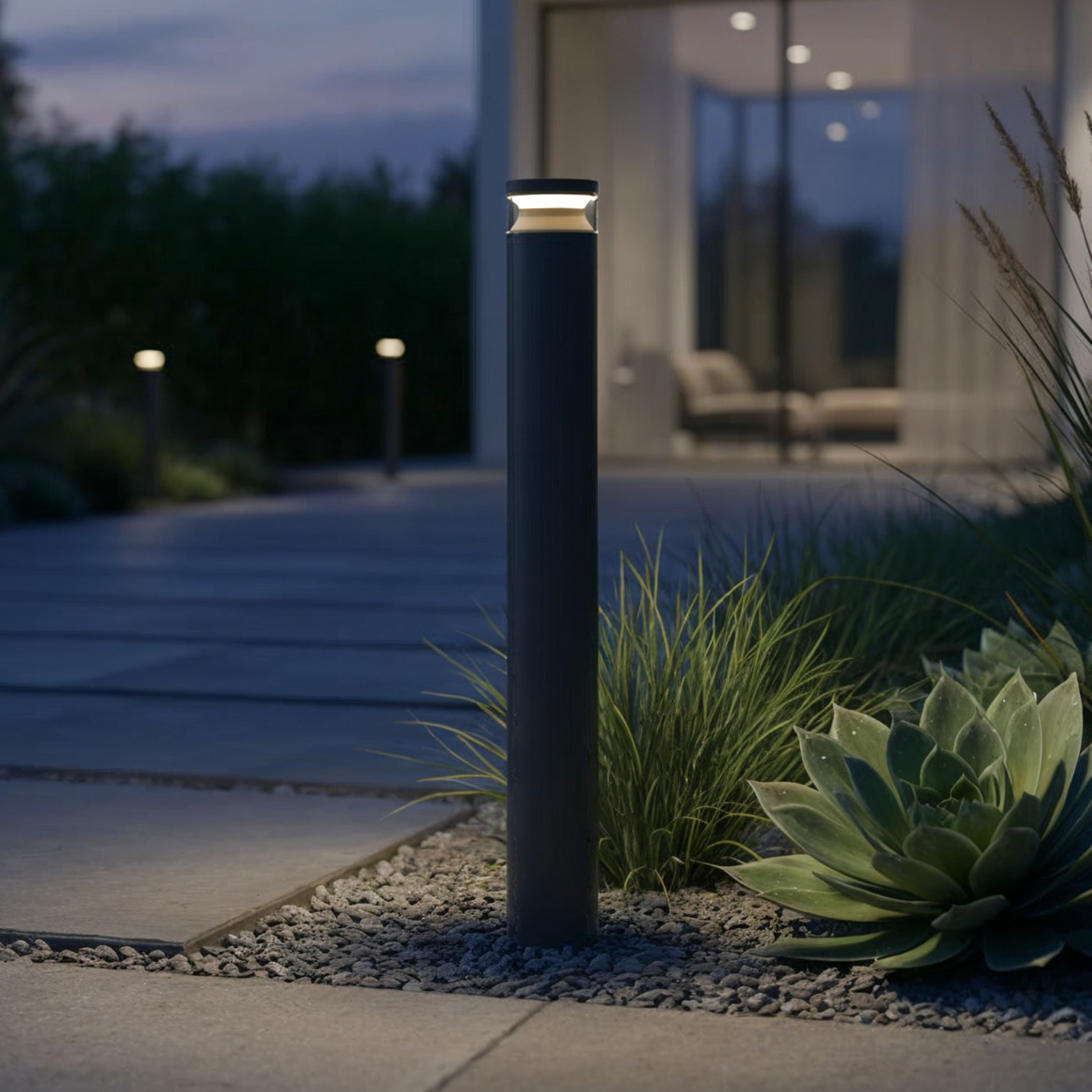 Ideal Lux LED kelio žibintas „Boeing“, aukštis 100 cm, juodas, IP65