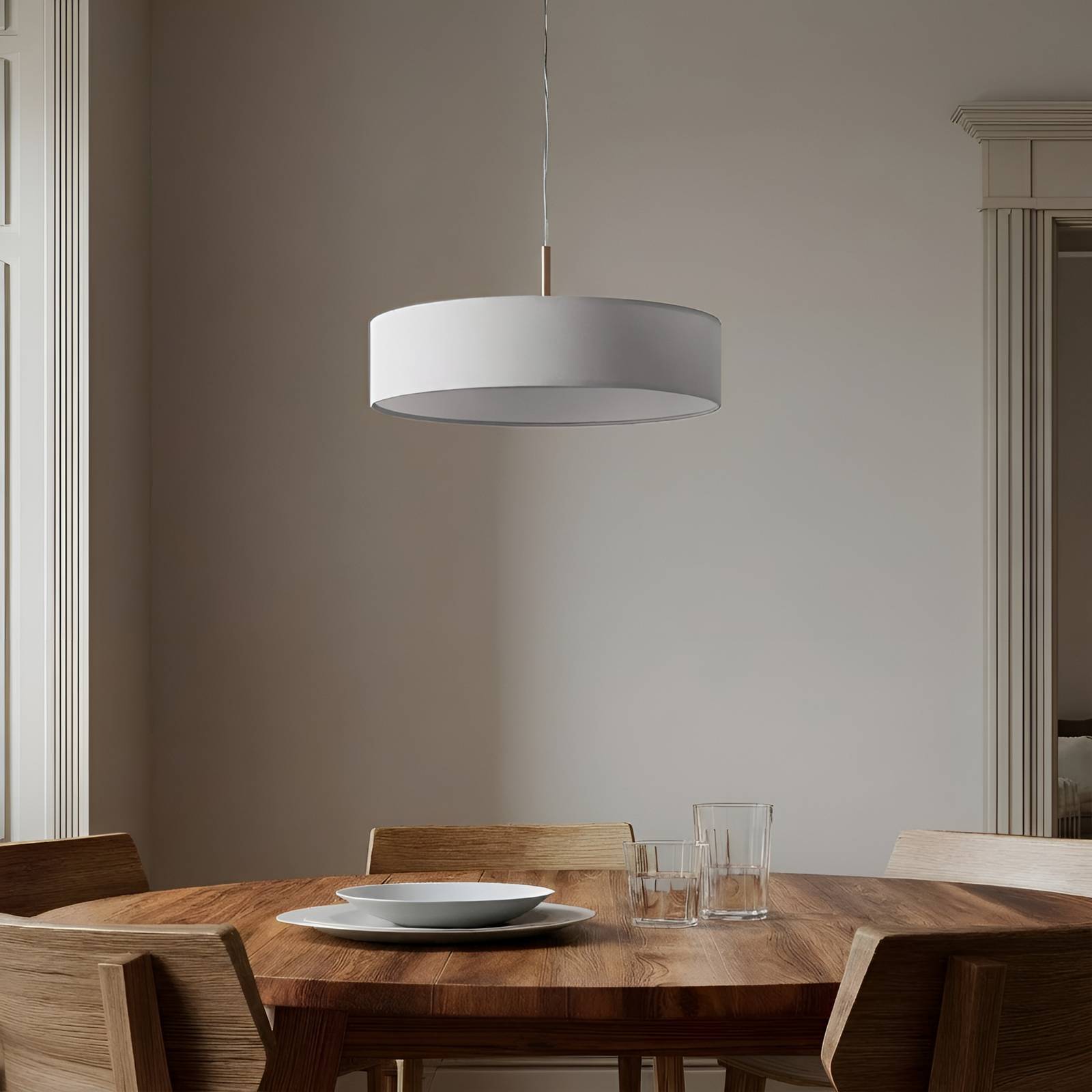  Lindby Lindby Hängeleuchte Sebatin, ø 50 Cm, Weiß, Stoff, E27 