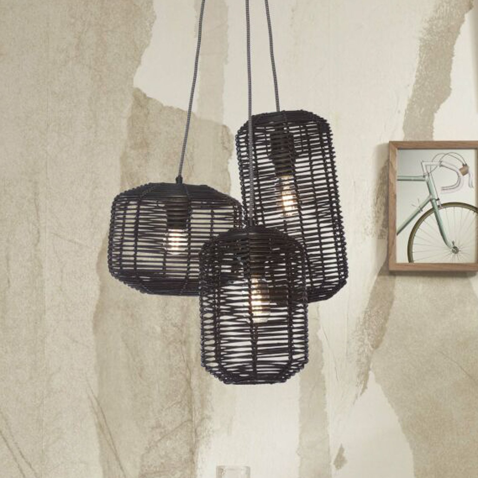 GOOD & MOJO Tanami hanglamp 3-lamps, zwart