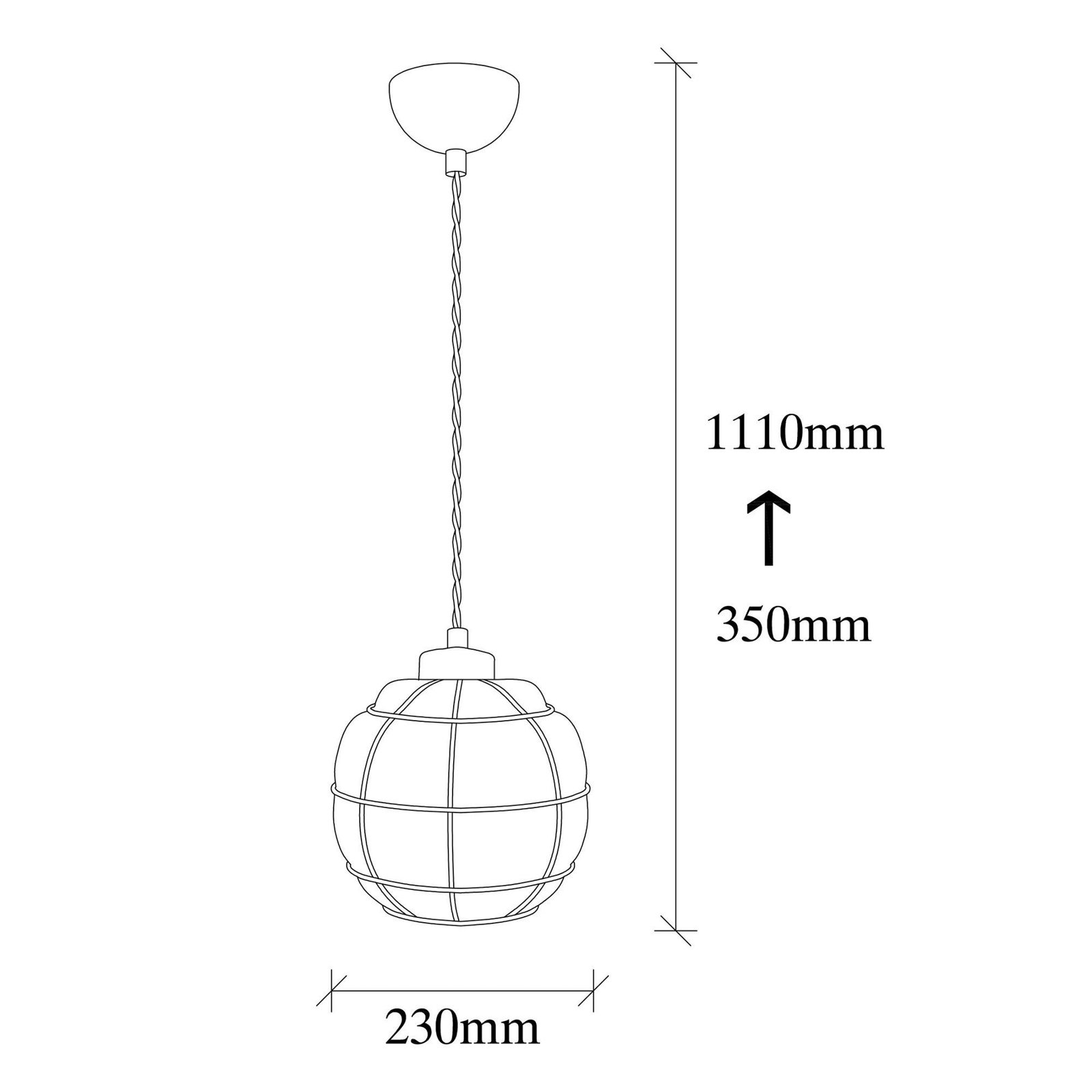 Safderun 401-S pendant light, copper-coloured glass/iron Ø 23 cm