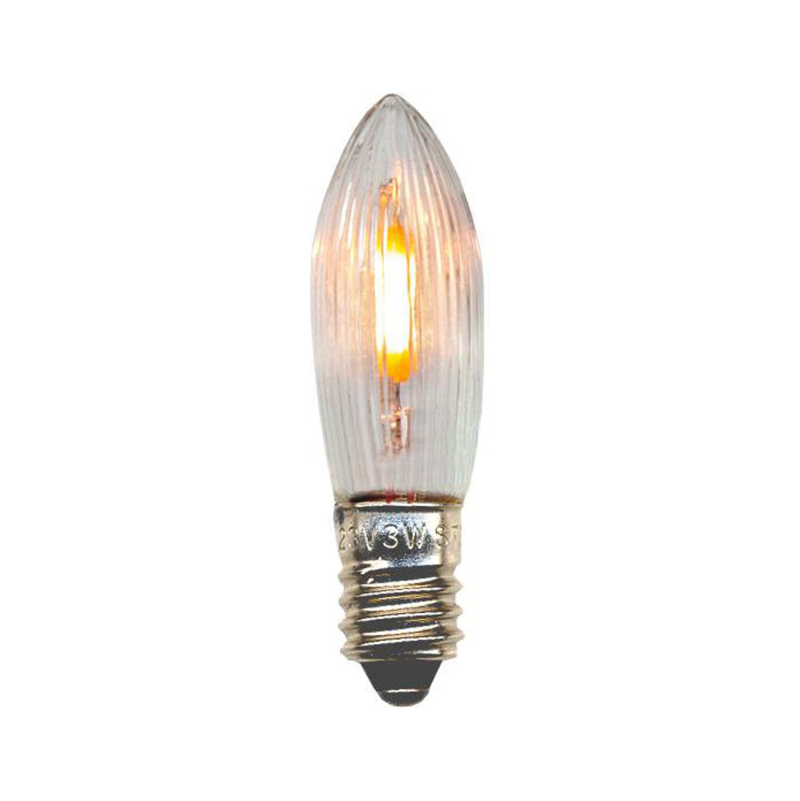 Bombilla LED de recambio vela E10 0,5W transparente 14-55VAC/DC 7xset