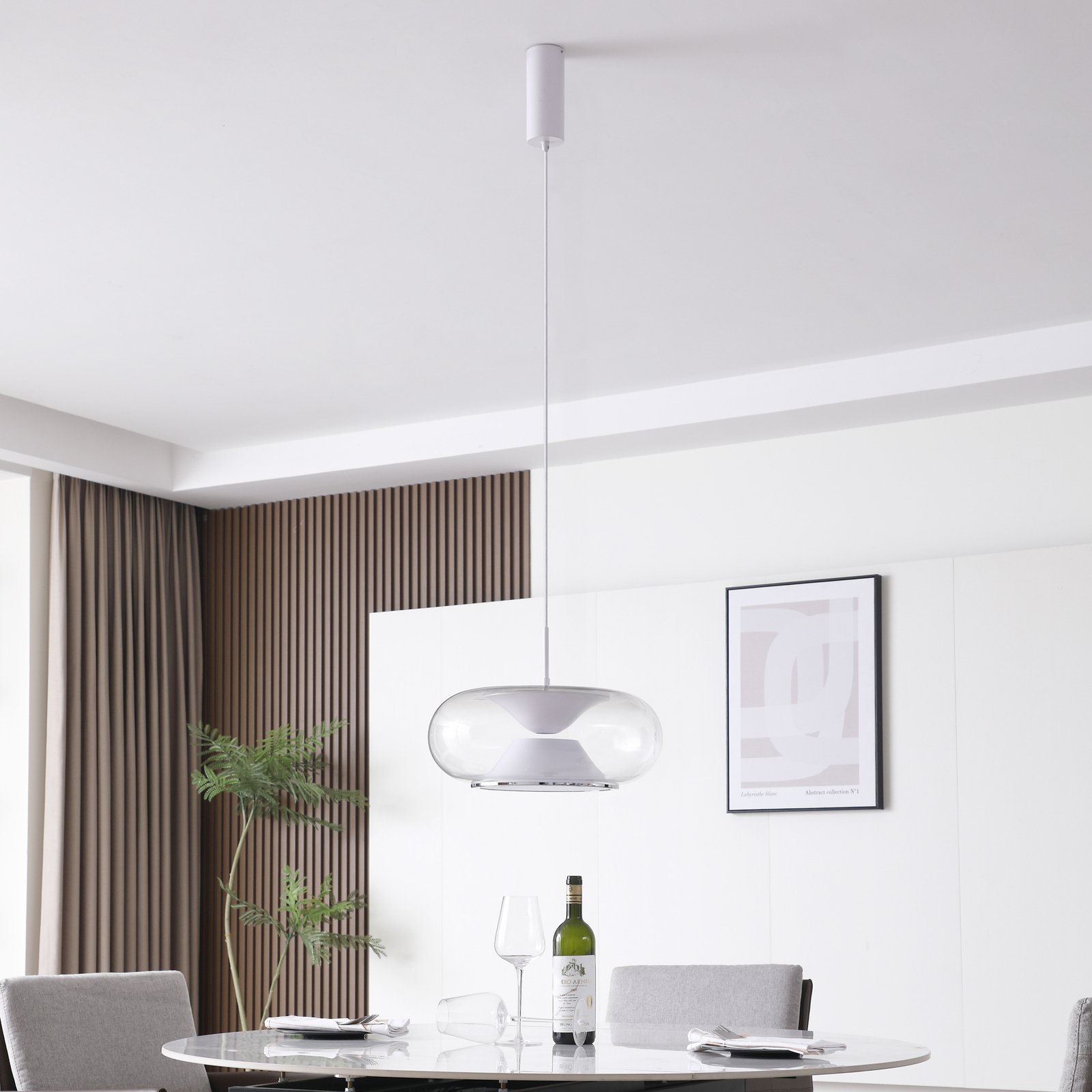 Lucande Orasa LED κρεμαστό φωτιστικό, γυαλί, λευκό/καθαρό, Ø 43 cm