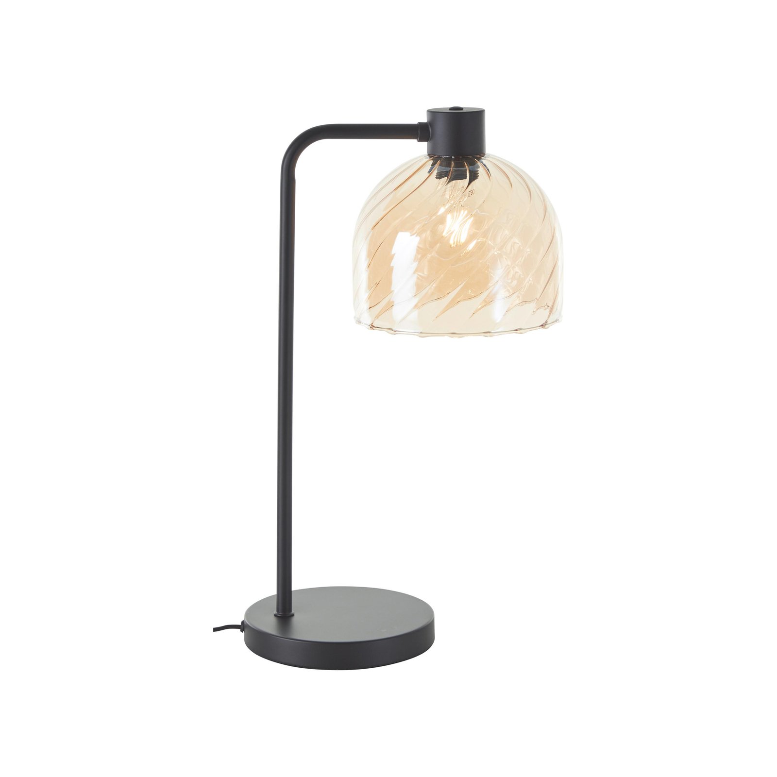 Casto galda lampa, augstums 54 cm, dzintara krāsā, stikls/metāls