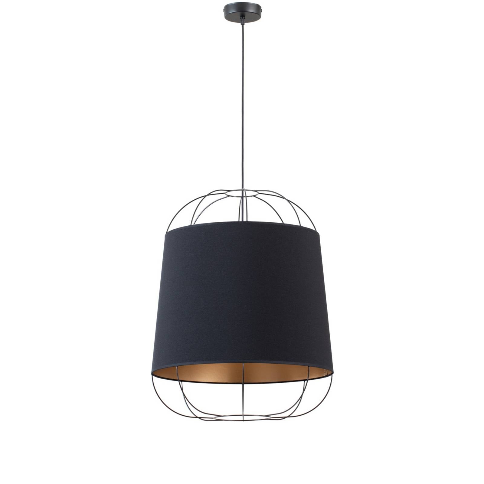 Hängeleuchte Lantern Medium, schwarz/gold, Stoff, E27