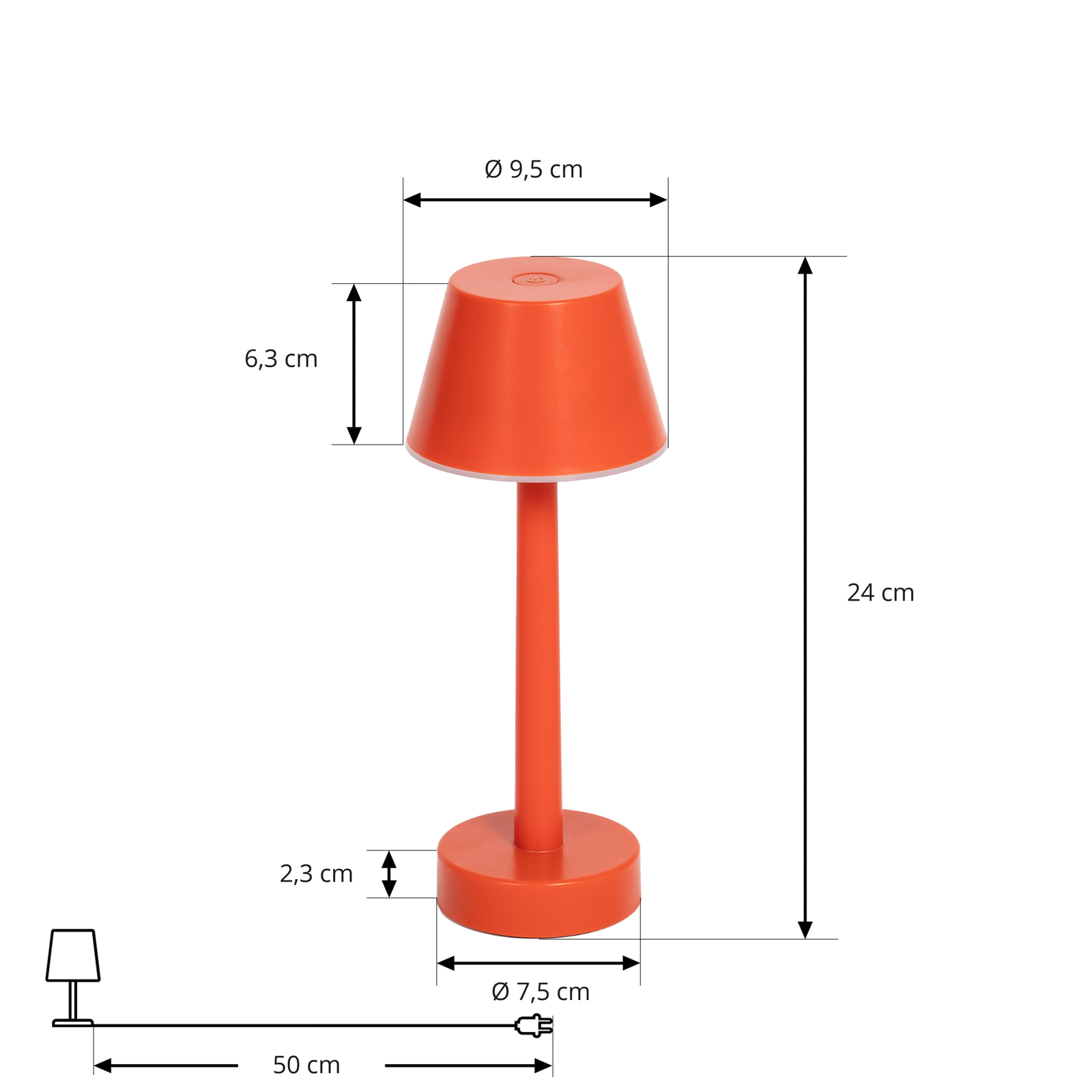 Lindby lampe à LED rechargeable Gaja, rouge, USB, IP44, RGBW, intensité