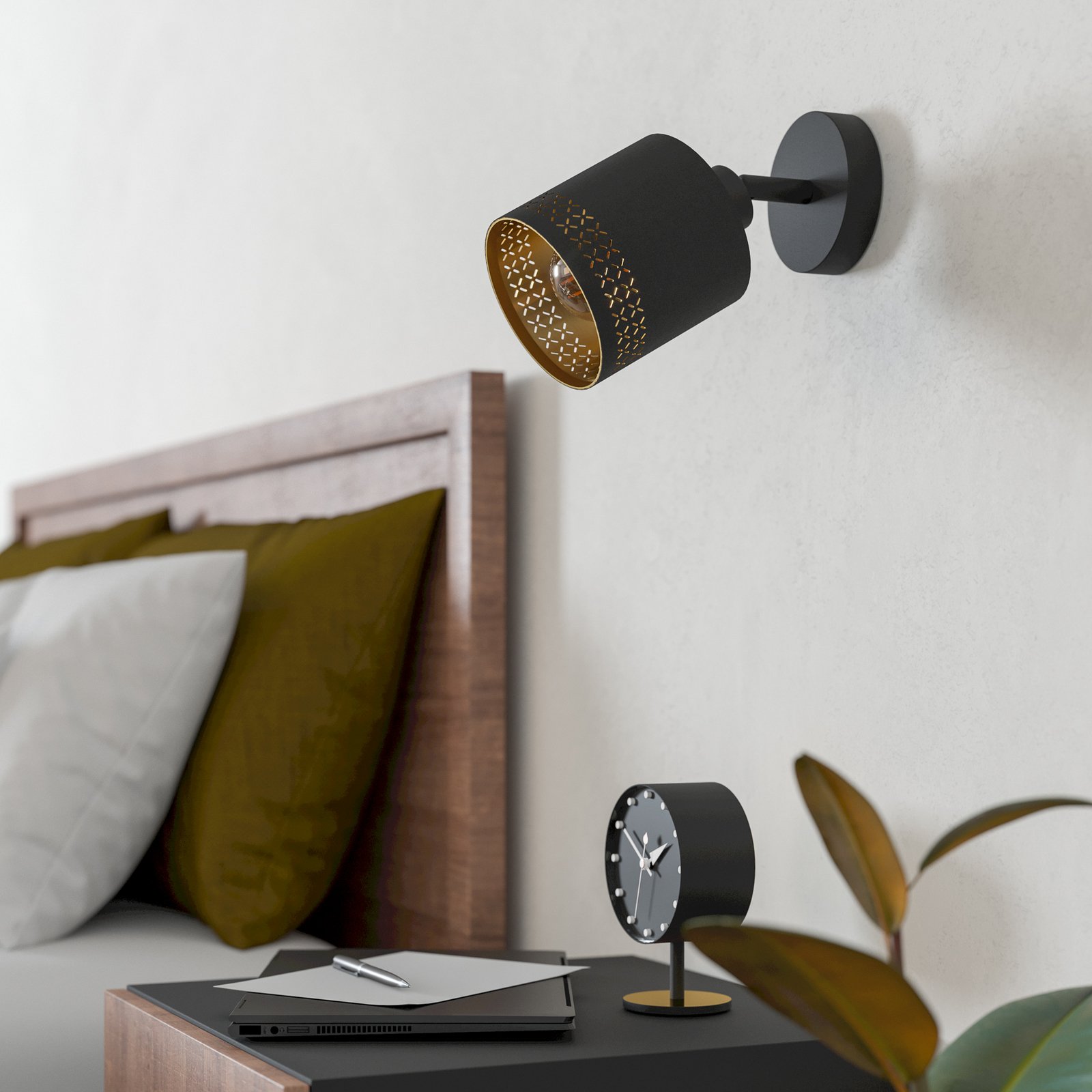 Nástenné bodové svetlo Esteperra čierna/zlatá 1pl.