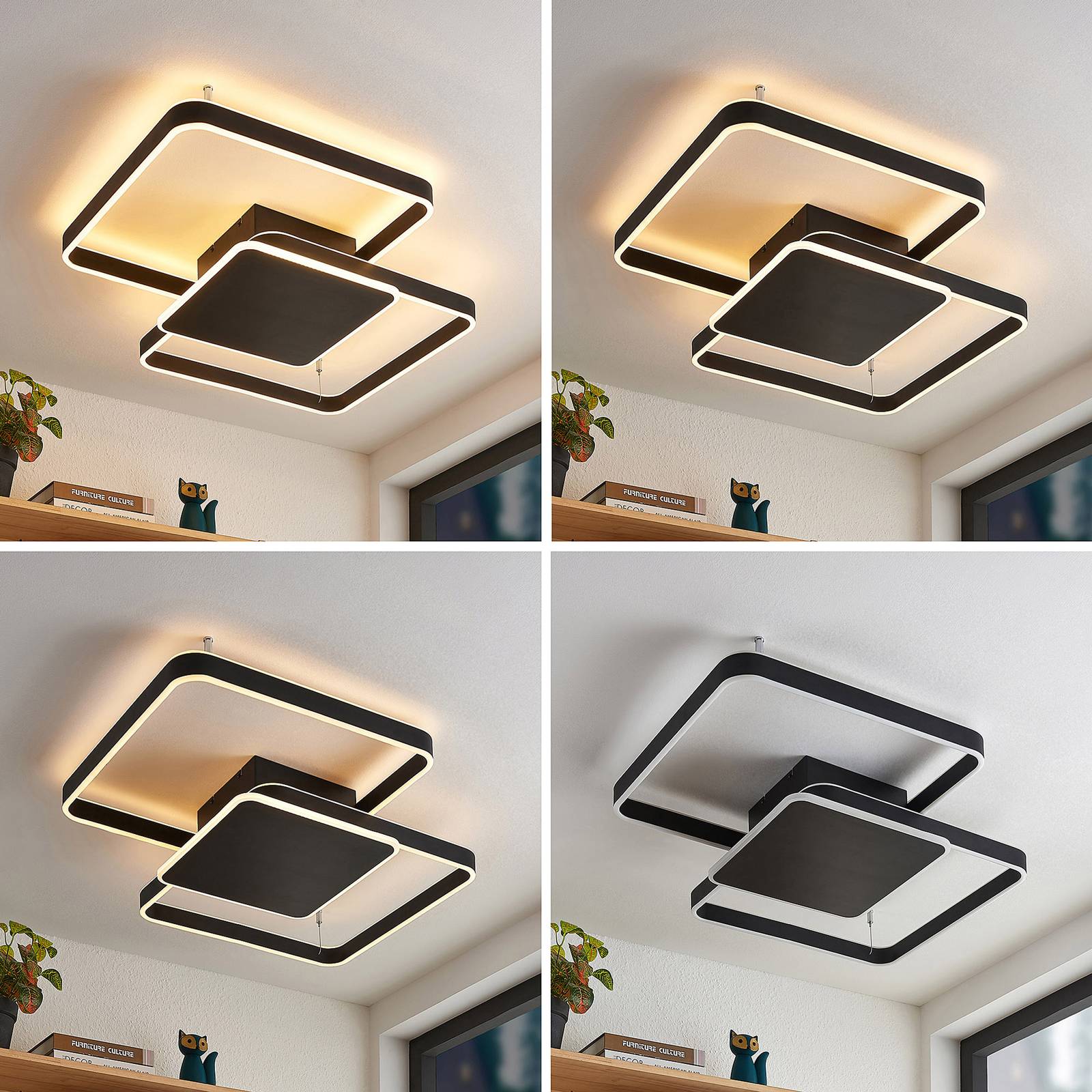 Lucande Kadira LED plafondlamp 70 cm zwart