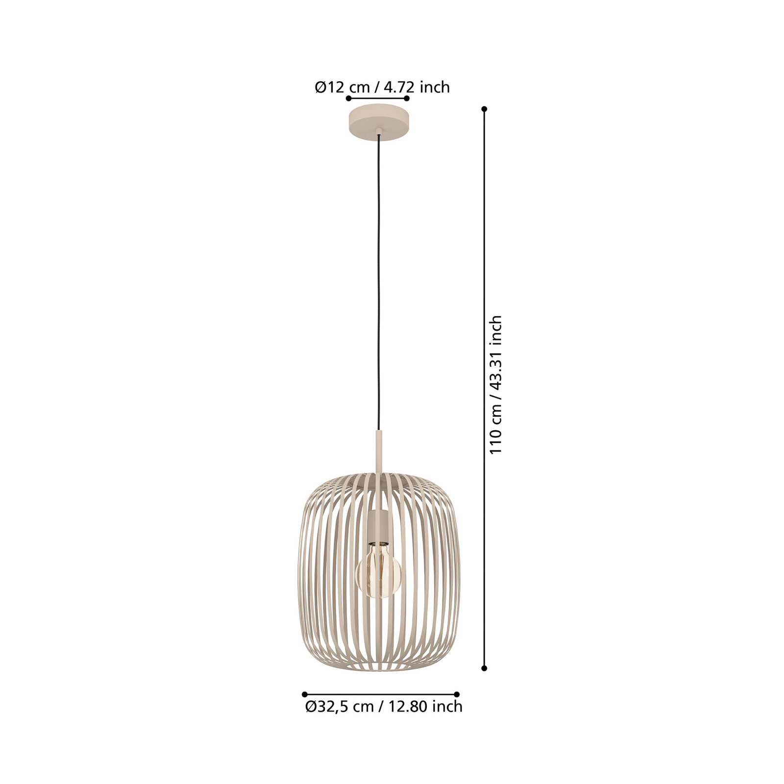 Lámpara colgante Romazzina, beige, Ø 33 cm, metal, E27
