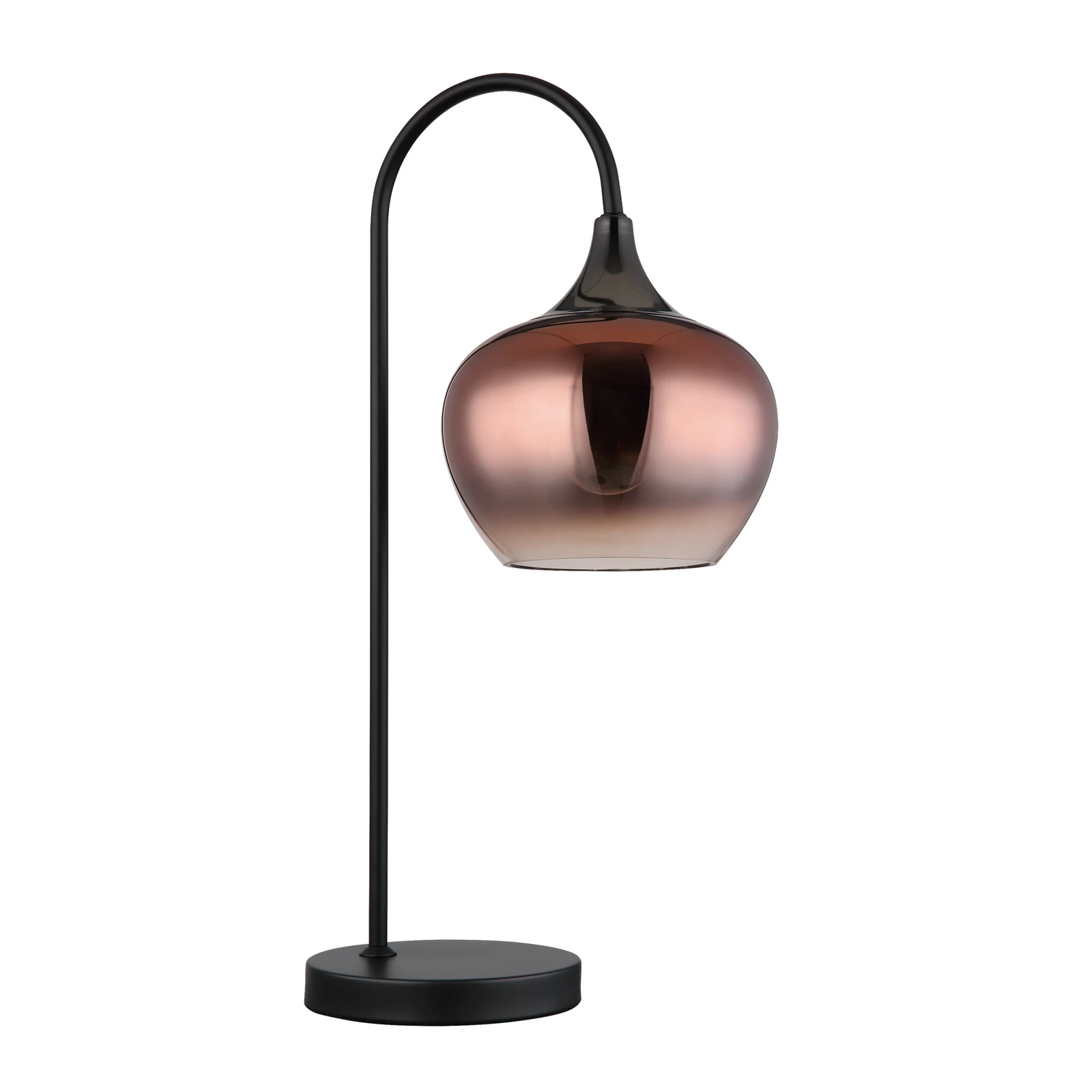 Stolna lampa Maxy, bakar/crna, staklo, visina 54 cm, E27