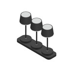 LED-Akku-Tischleuchte Gardo 3er-Set, Ladestation, schwarz