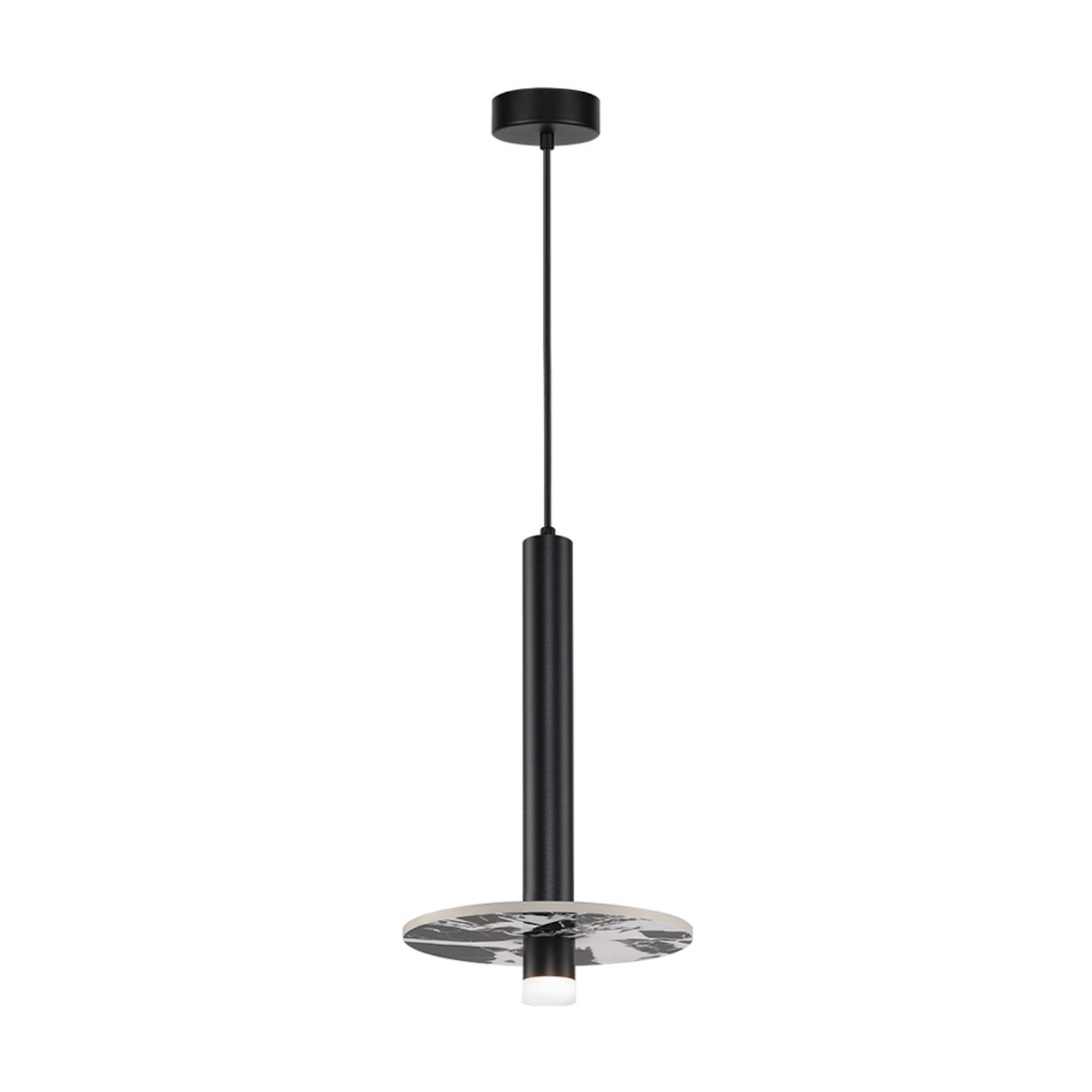 LED hanglamp Leandros, zwart, Ø 40 cm, kunststeen/metaal