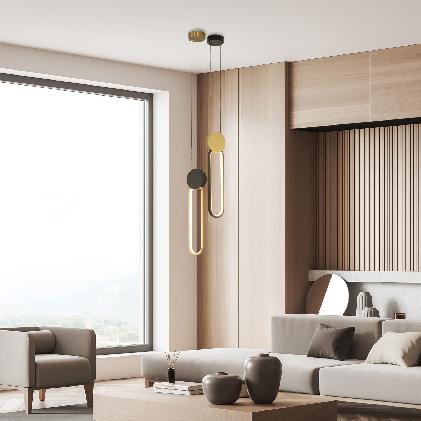 Lampada LED a sospensione 23101, oro/nero, larghezza 12 cm, metallo dimmerabile Lampada LED a sospensione 23101, oro/nero, larghezza 12 cm, metallo dimmerabile